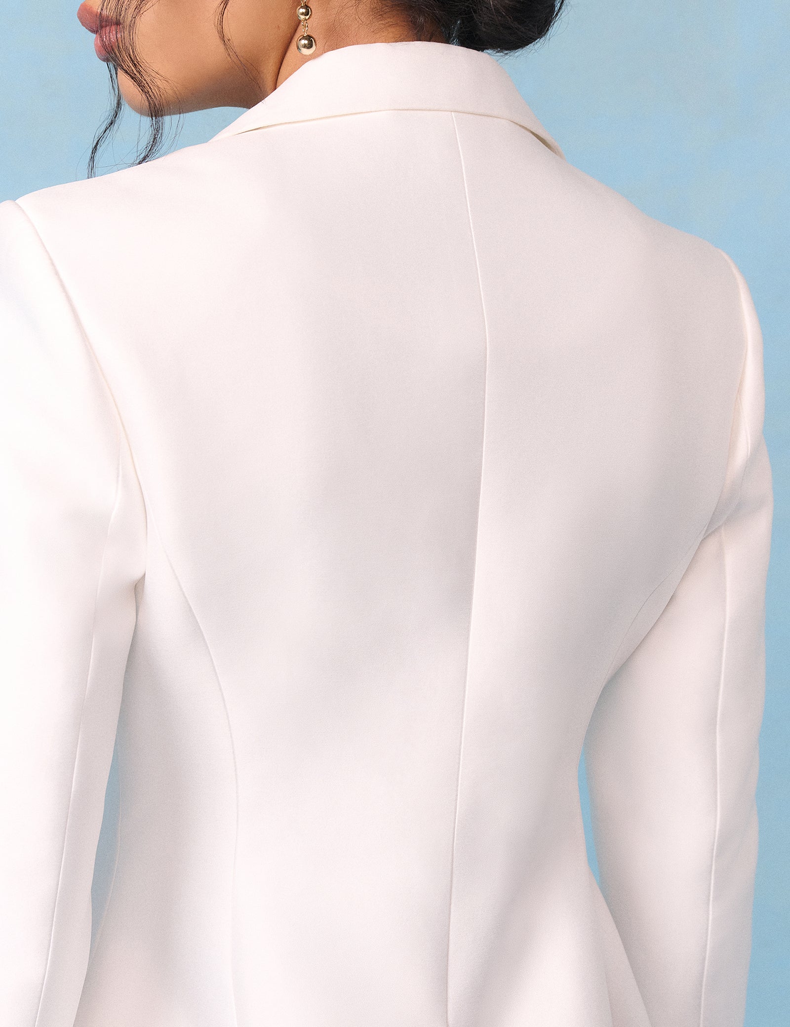 Bridal Ivory Satin Tailored Valeria Blazer - Image 4