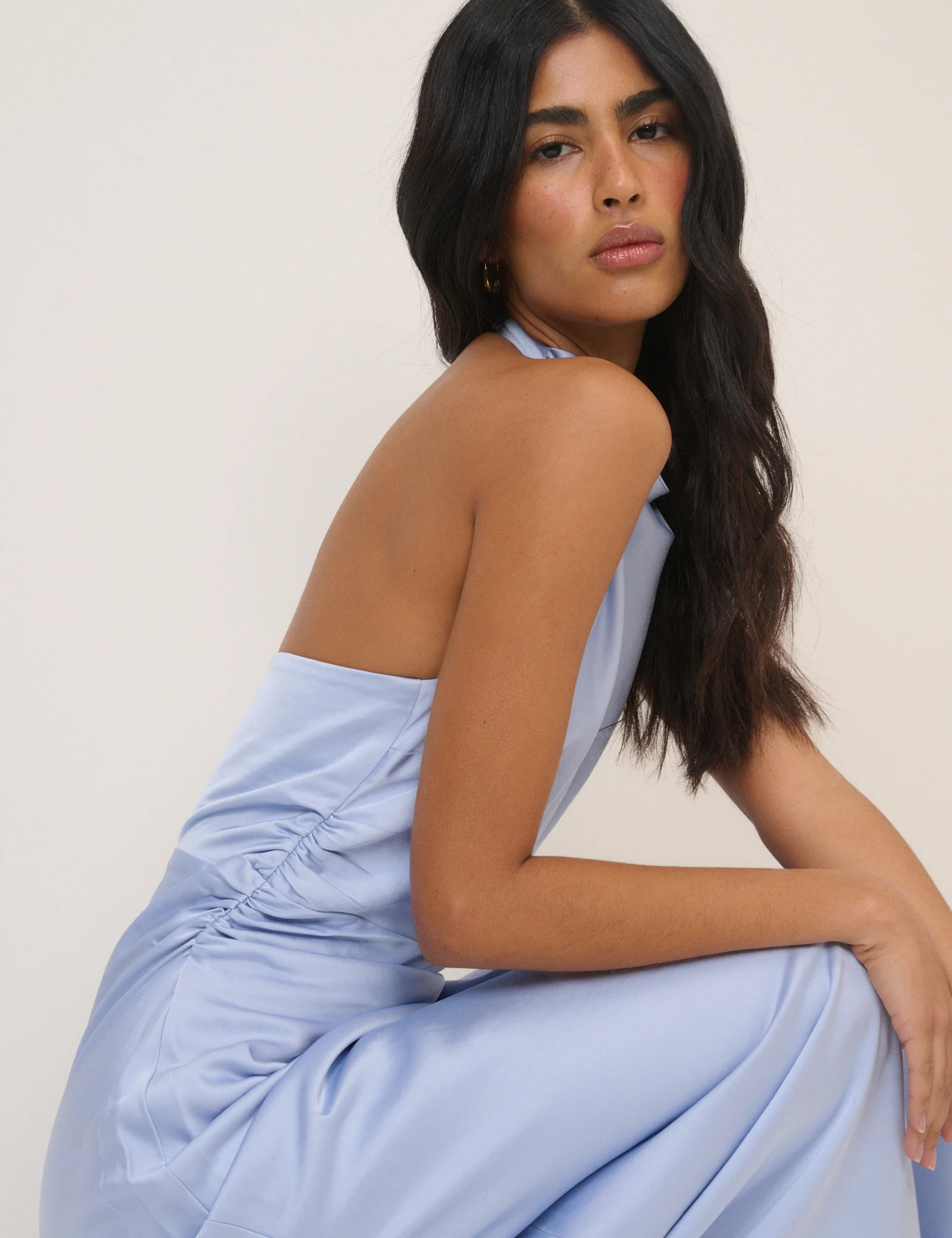 Soft Blue Satin Column Devin Maxi Dress - Image 5