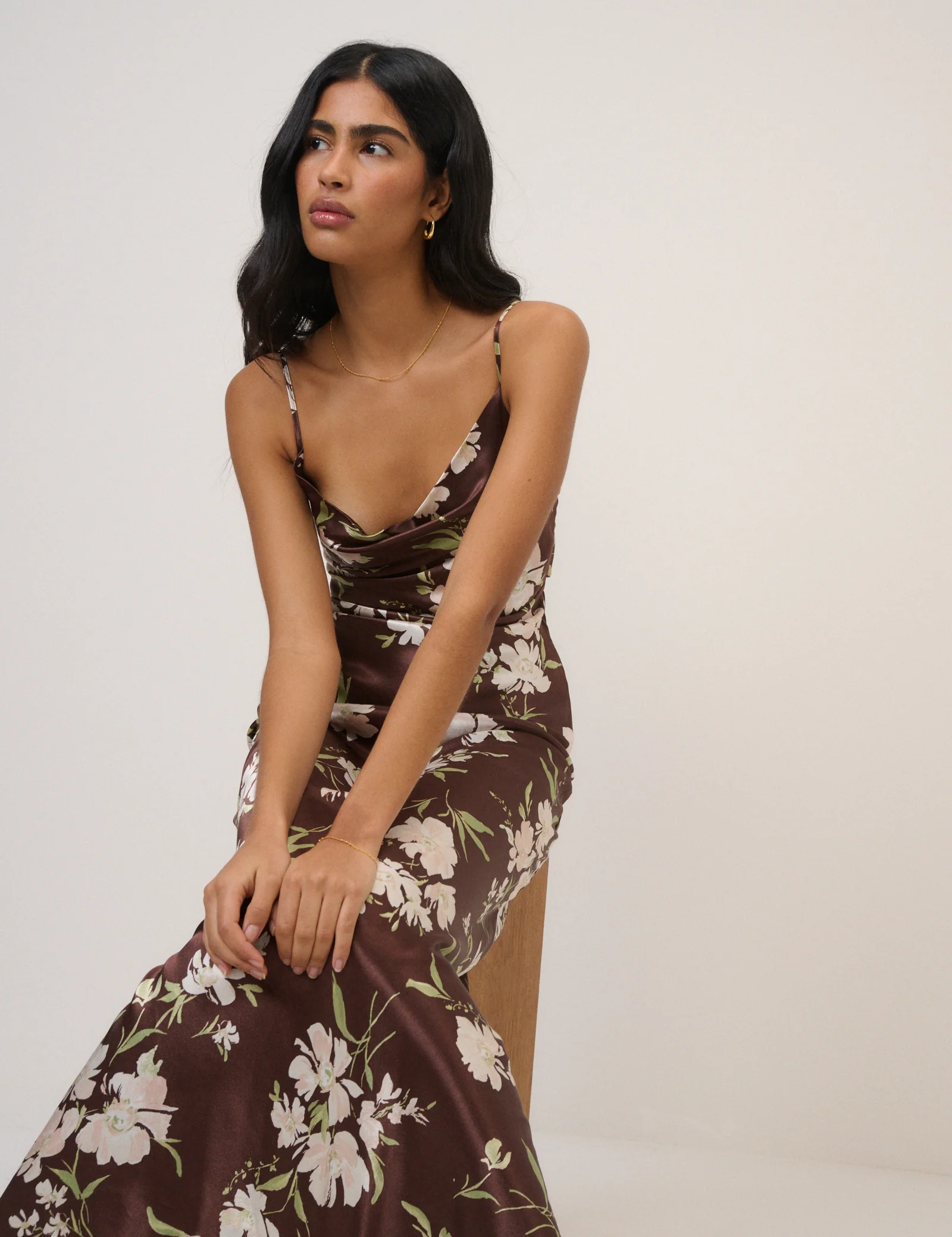 Chocolate Brown Floral Strappy Ellison Maxi - Image 4