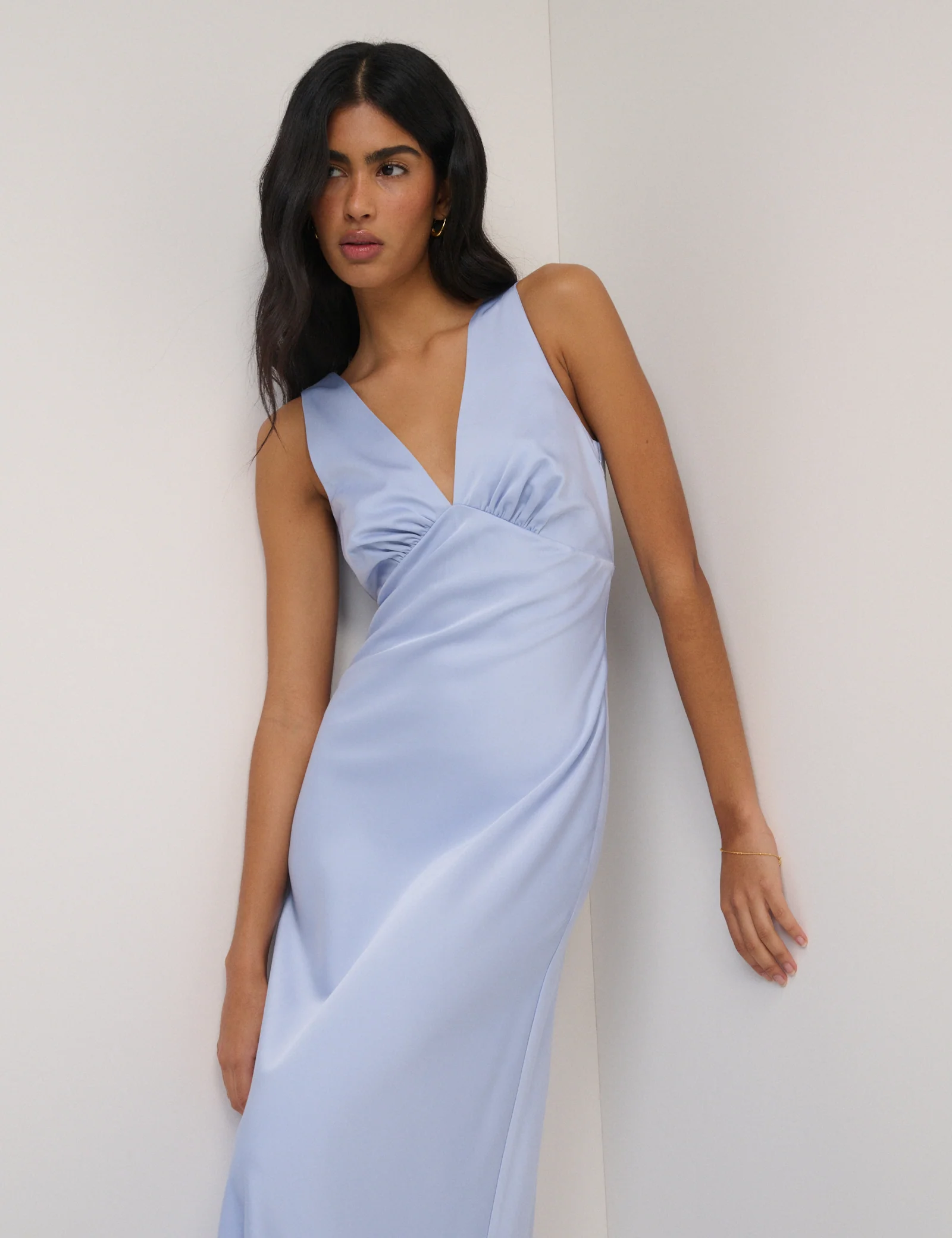 Soft Blue Satin Joey Maxi Dress - Image 2
