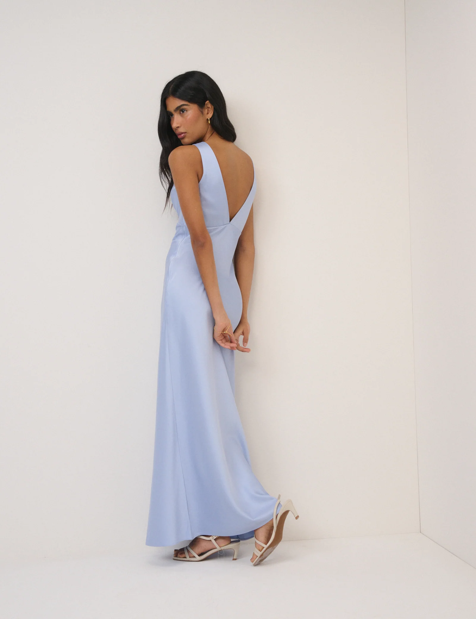 Soft Blue Satin Joey Maxi Dress - Image 3