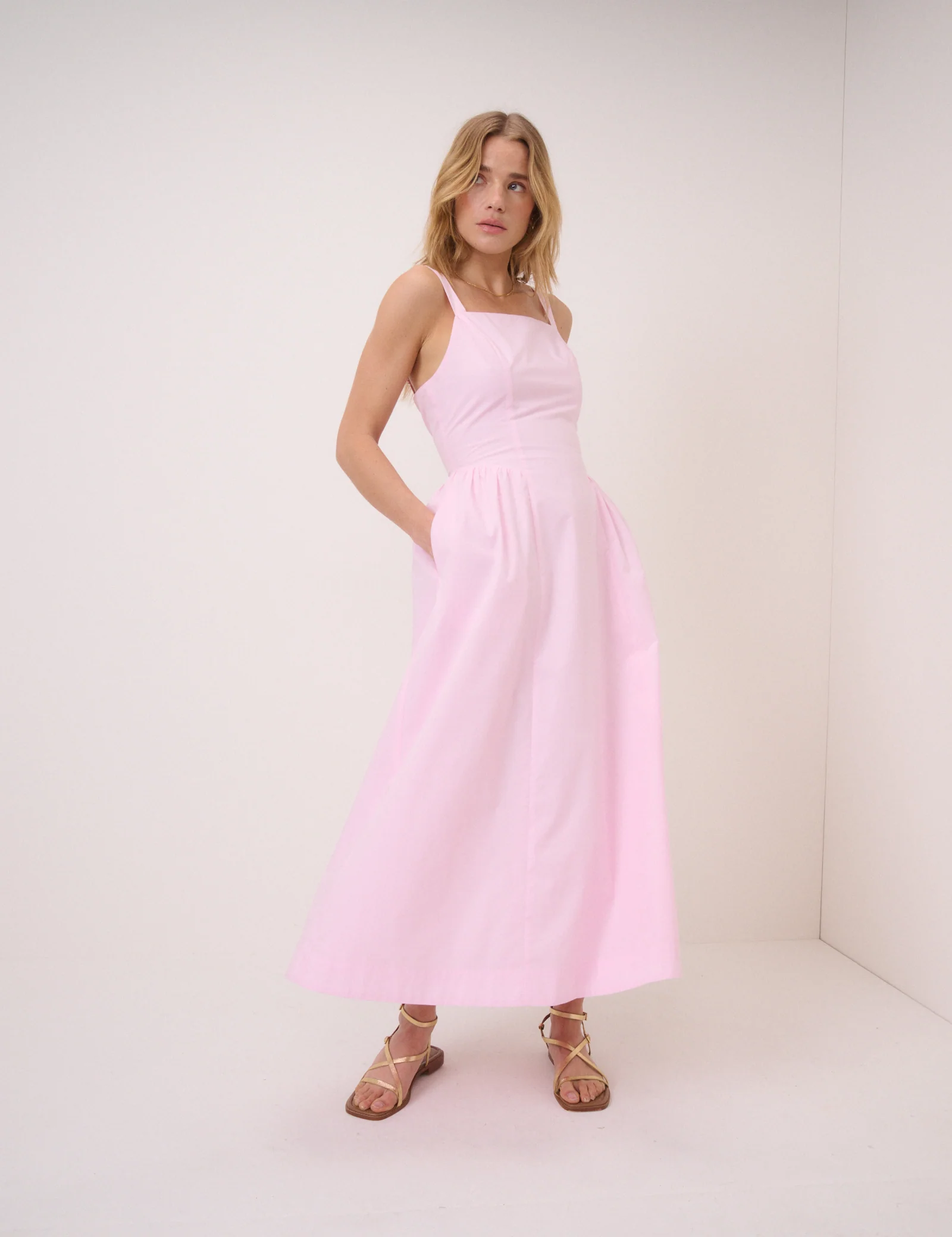 Pink Square Neck Brielle Midi Dress - Image 3