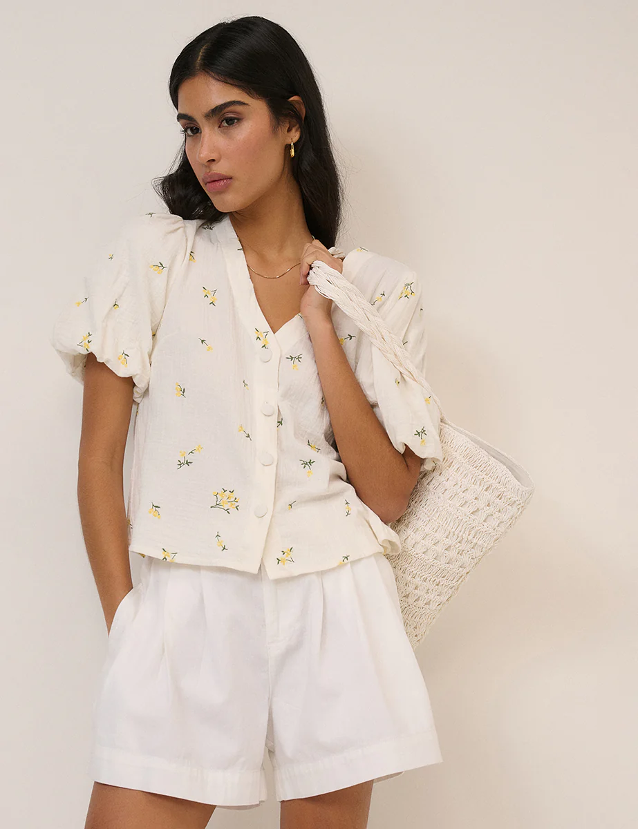 White Ditsy Floral Brooke Top - Image 3