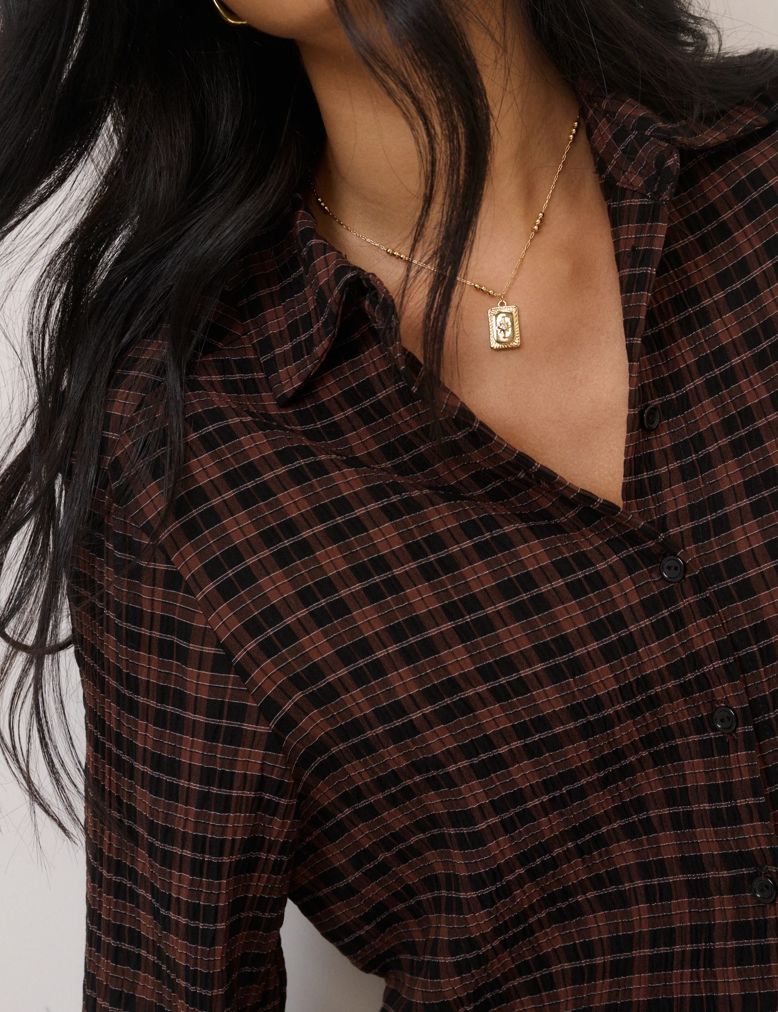 Brown And Black Check Shirt - Image 3