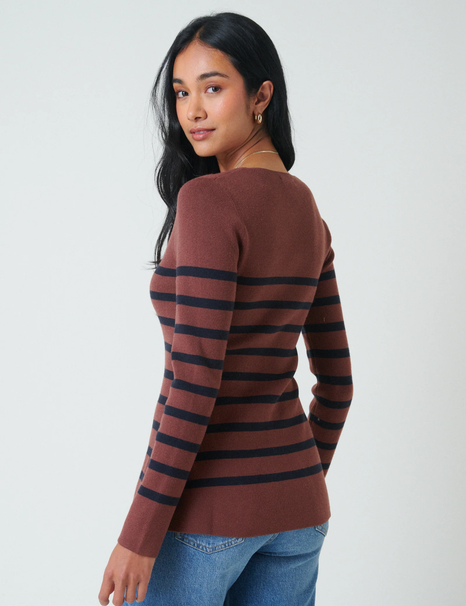 Brown And Black Striped Cardigan - Image 5