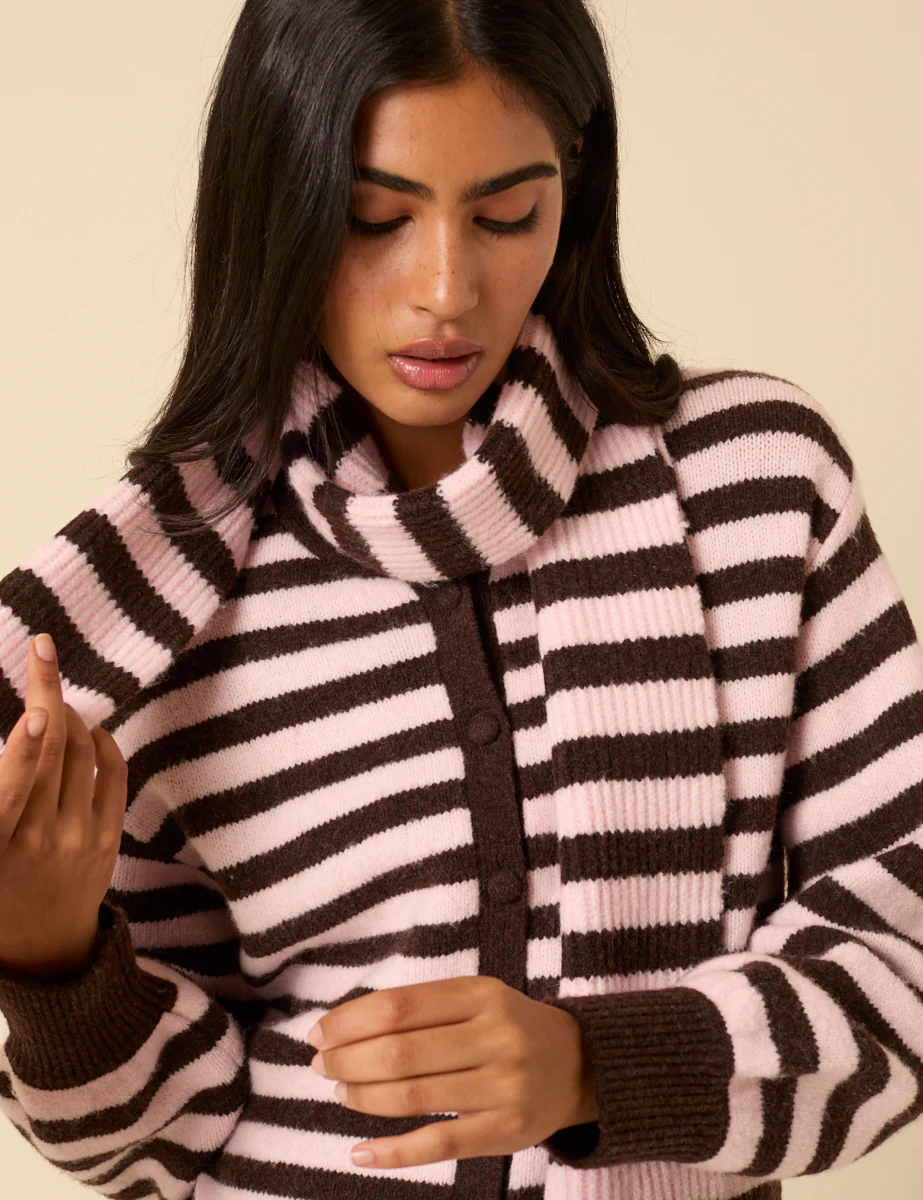 Brown And Pink Striped Scarf - Image 4
