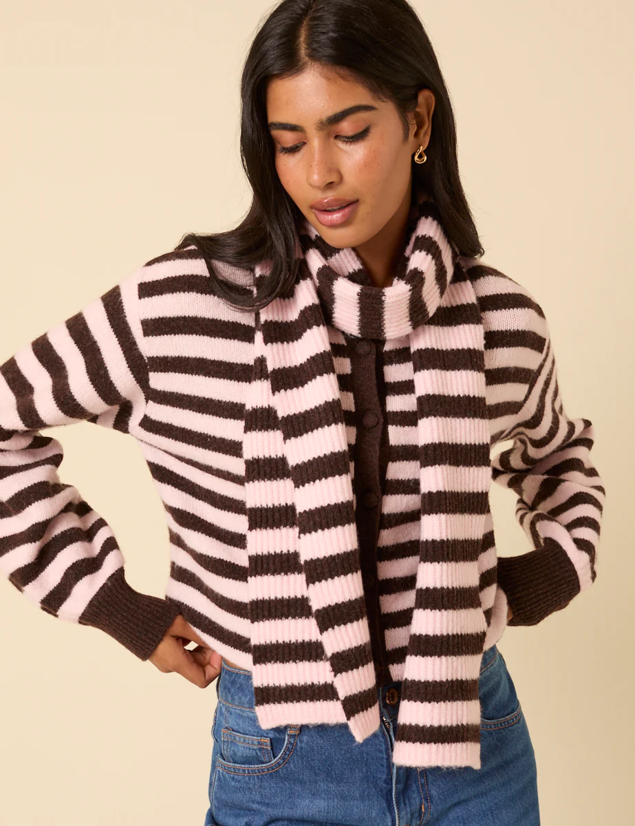 Brown And Pink Striped Scarf - Image 5