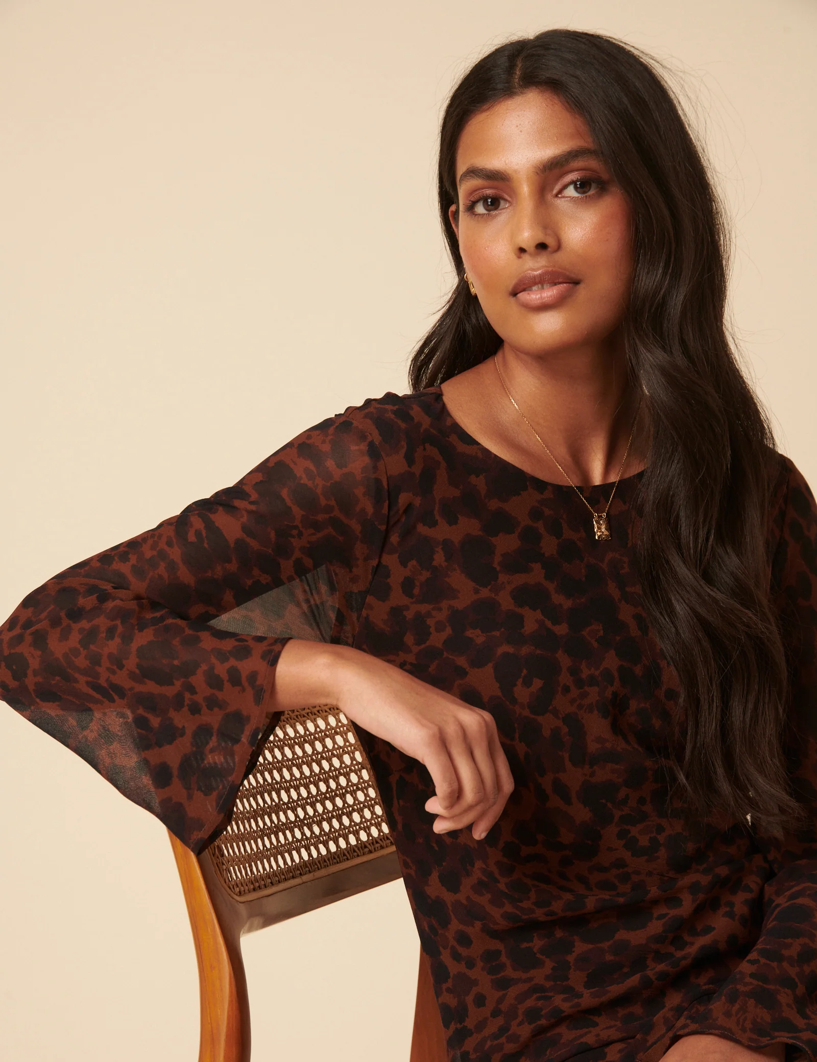 Brown Animal Print Clarissa Midi Dress - Image 3