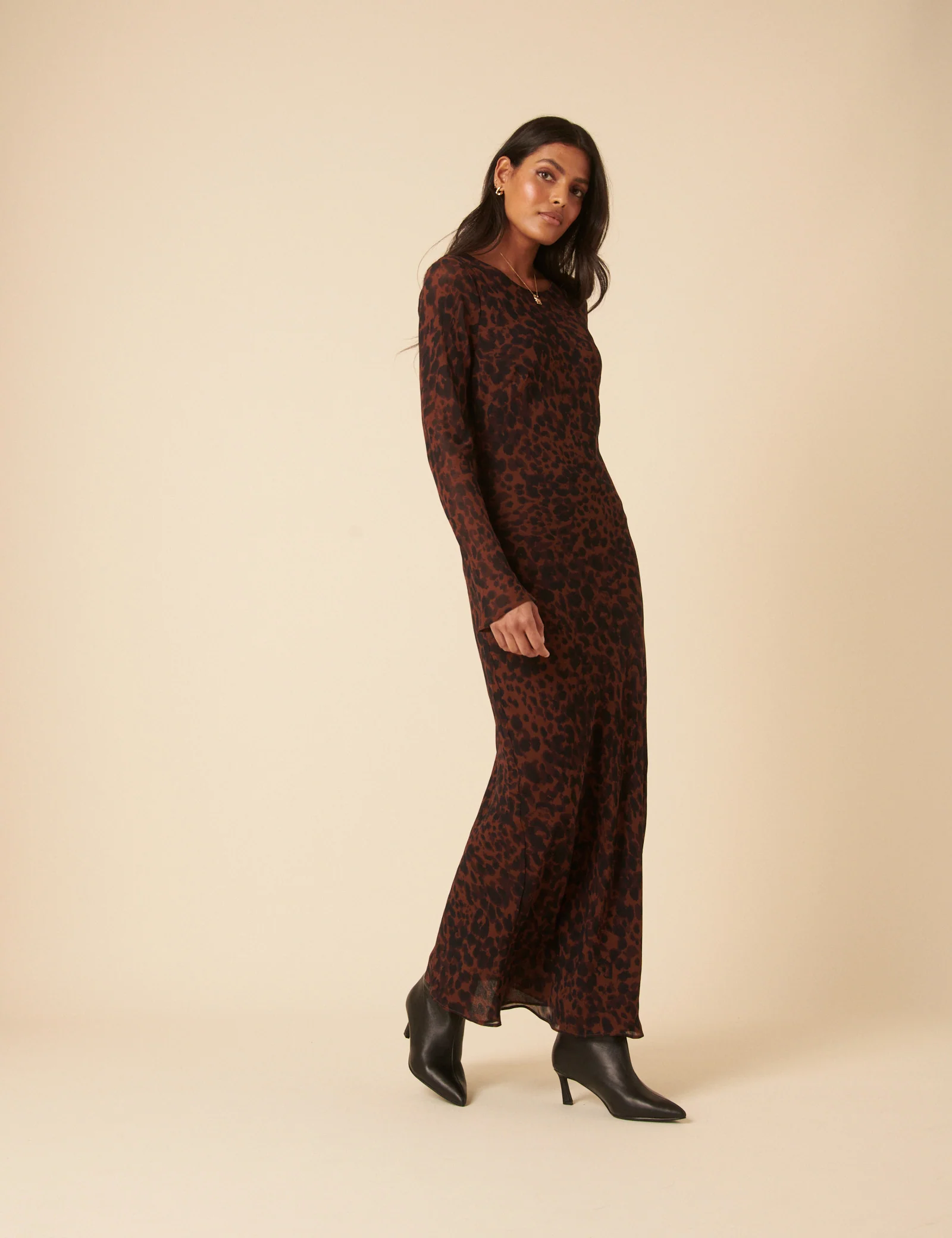Brown Animal Print Clarissa Midi Dress - Image 4
