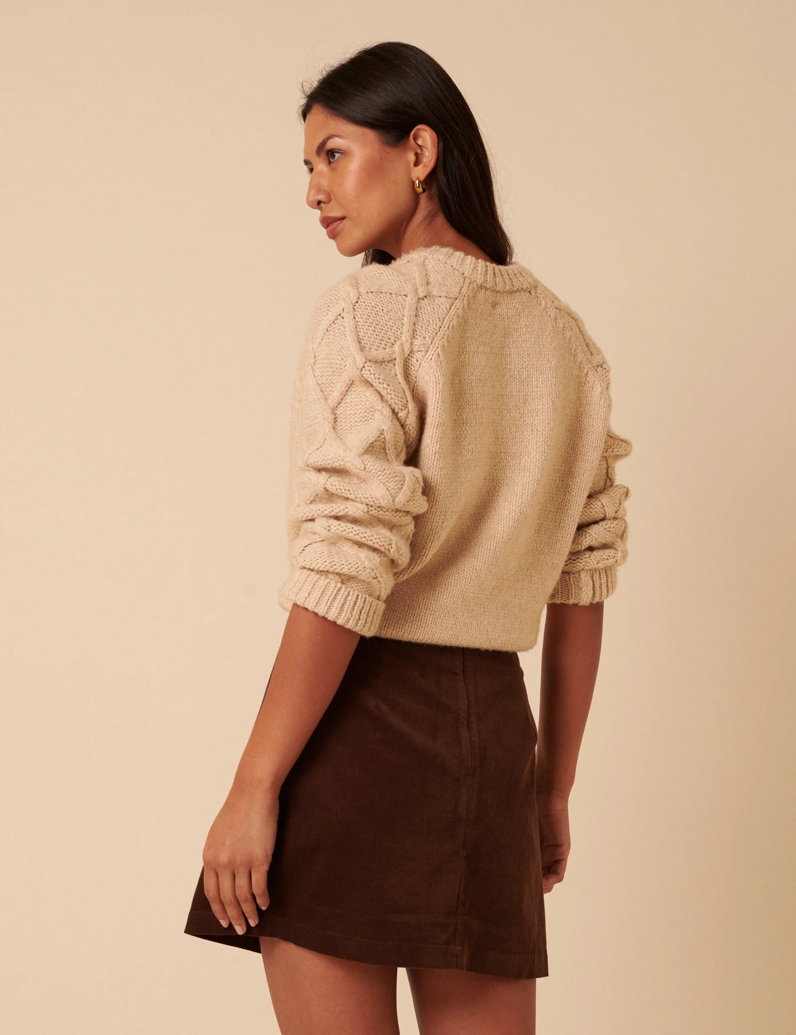 Brown Cord A-line Mini Skirt - Image 4