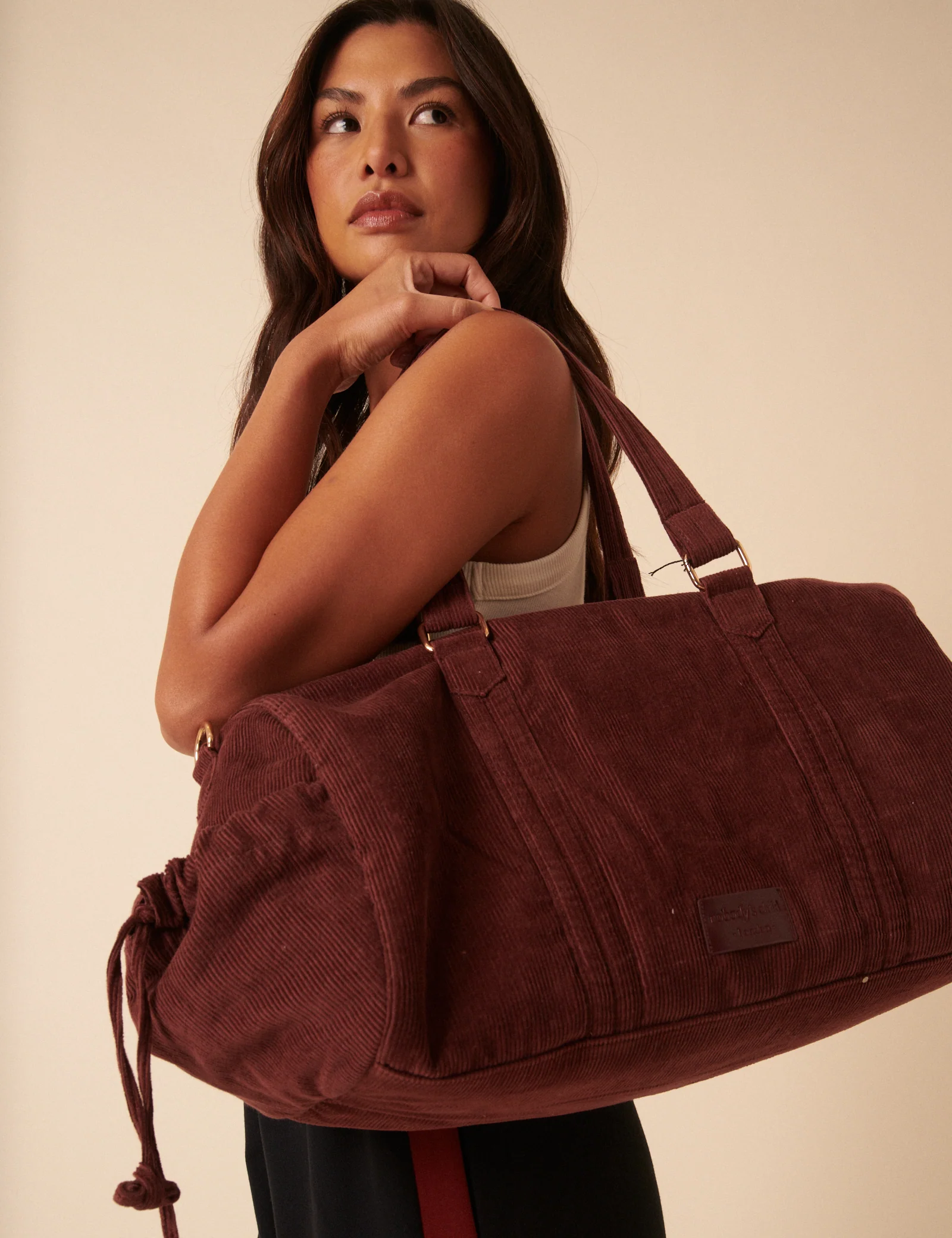 Brown Cord Holdall Bag - Image 3