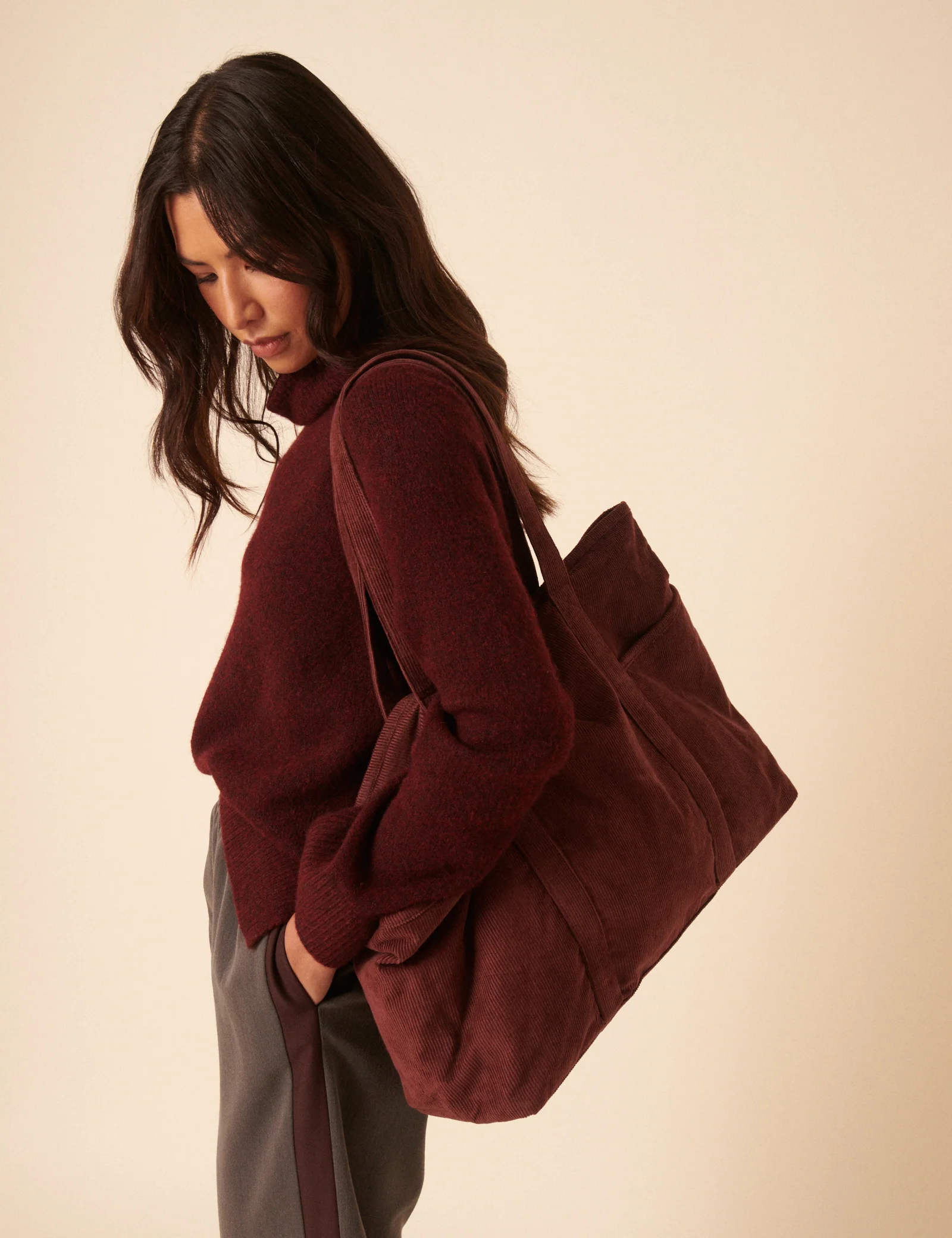Brown Cord Tote Bag - Image 4