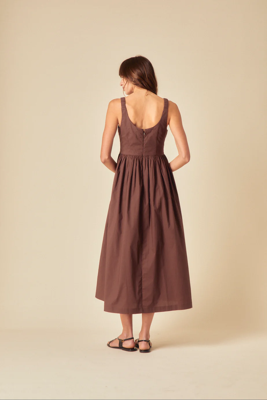 Brown Drop Waist Marina Midi Dress - Image 4
