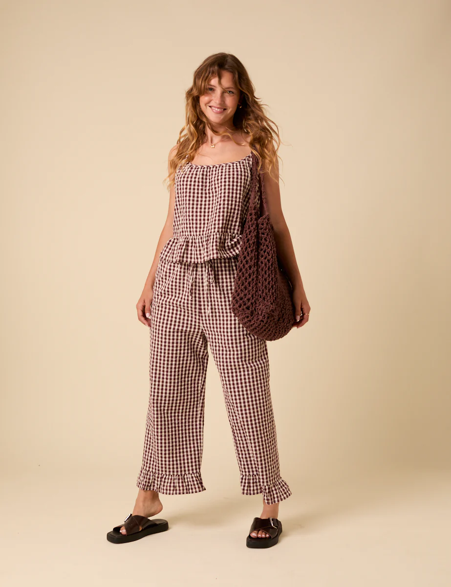 Brown Gingham Cami Top - Image 3