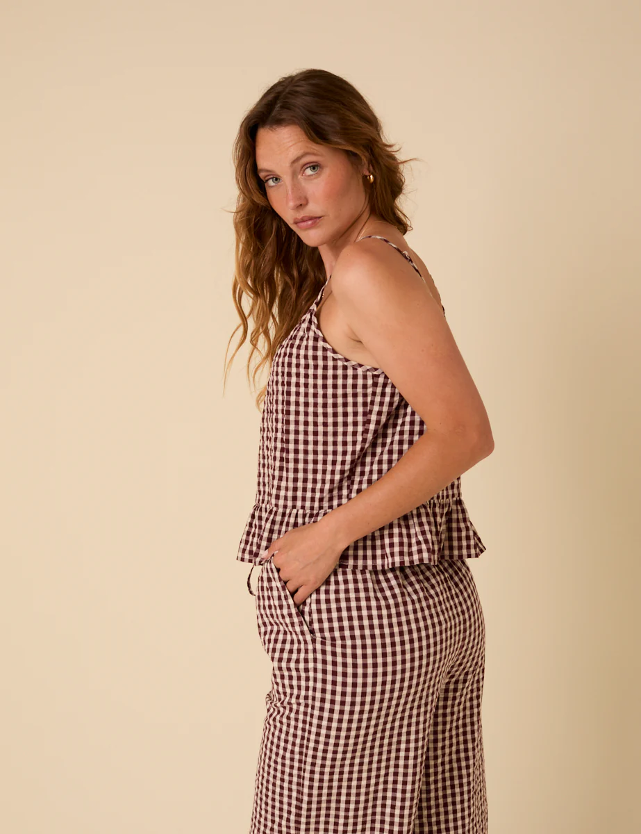 Brown Gingham Cami Top - Image 4