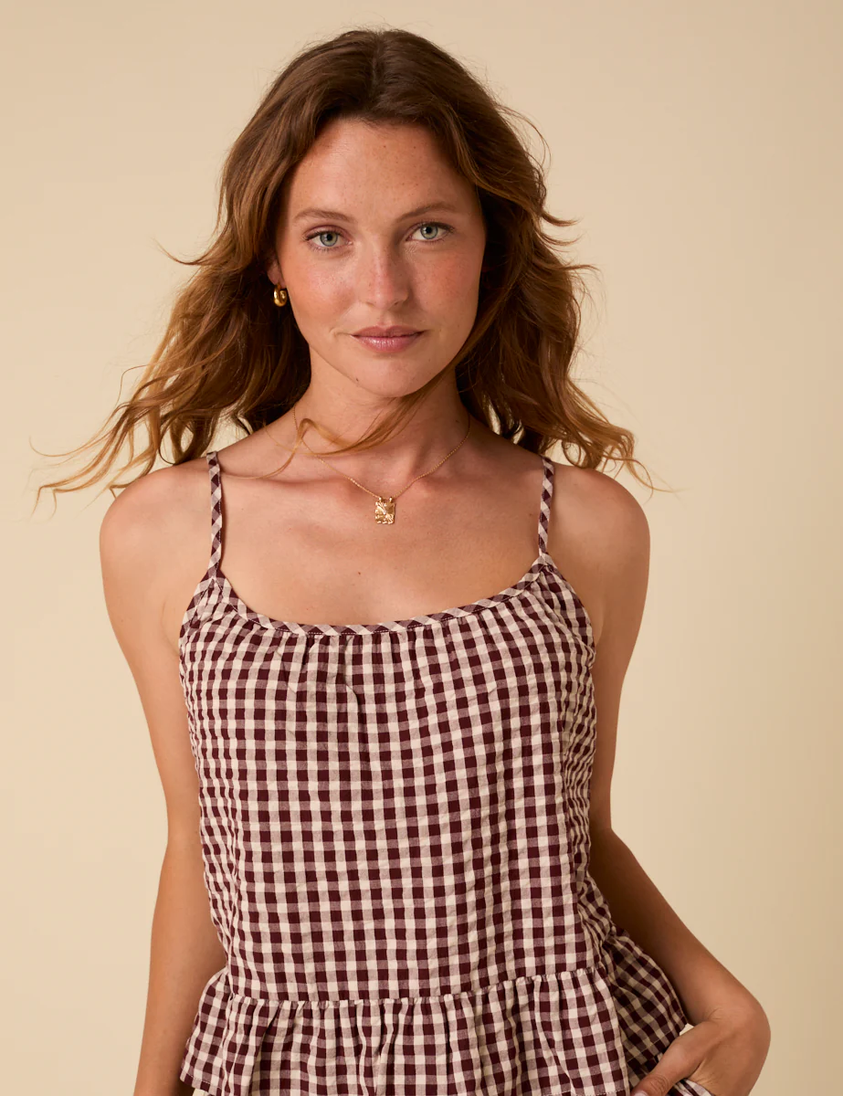 Brown Gingham Cami Top - Image 5
