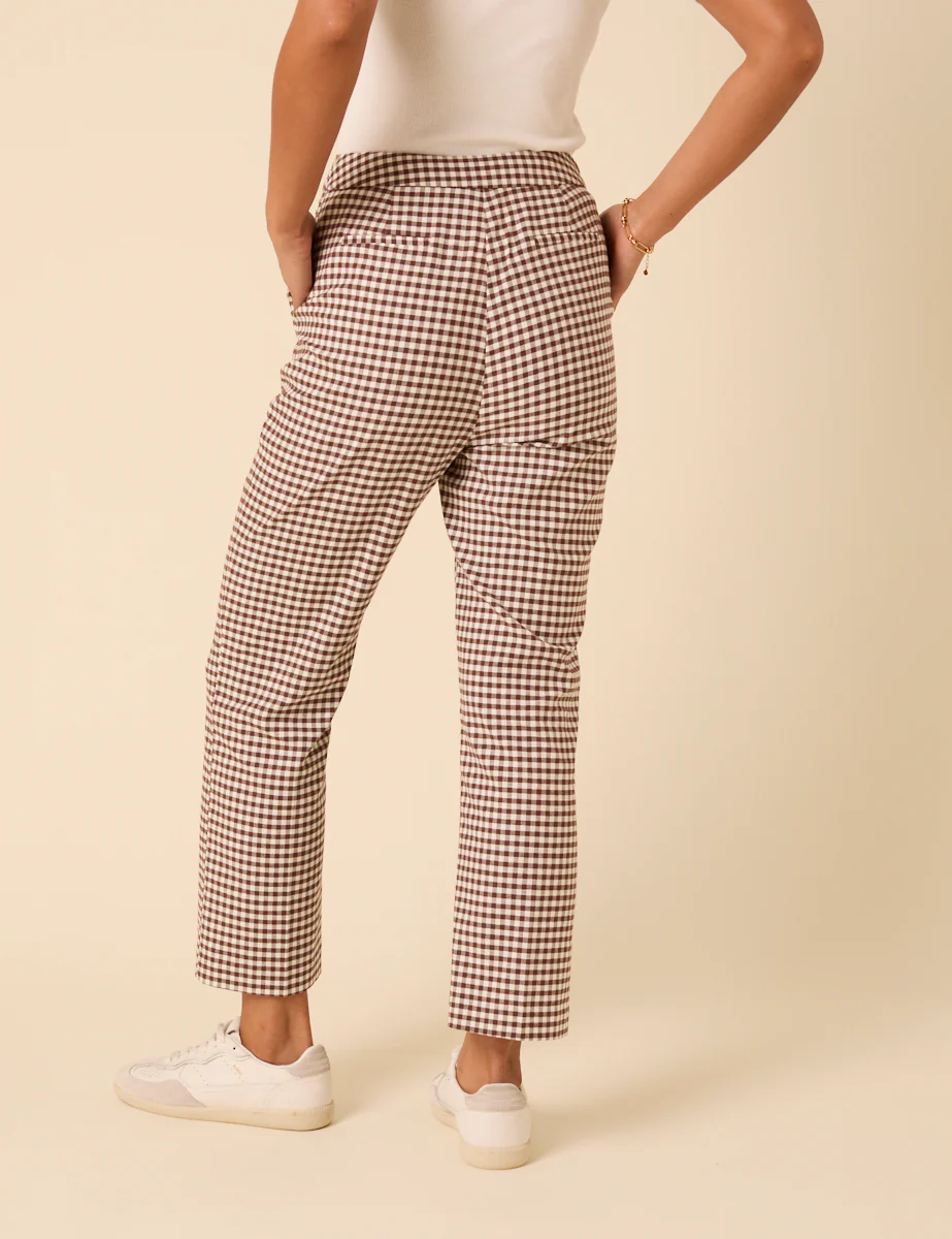 Brown Gingham Straight Leg Trousers - Image 5