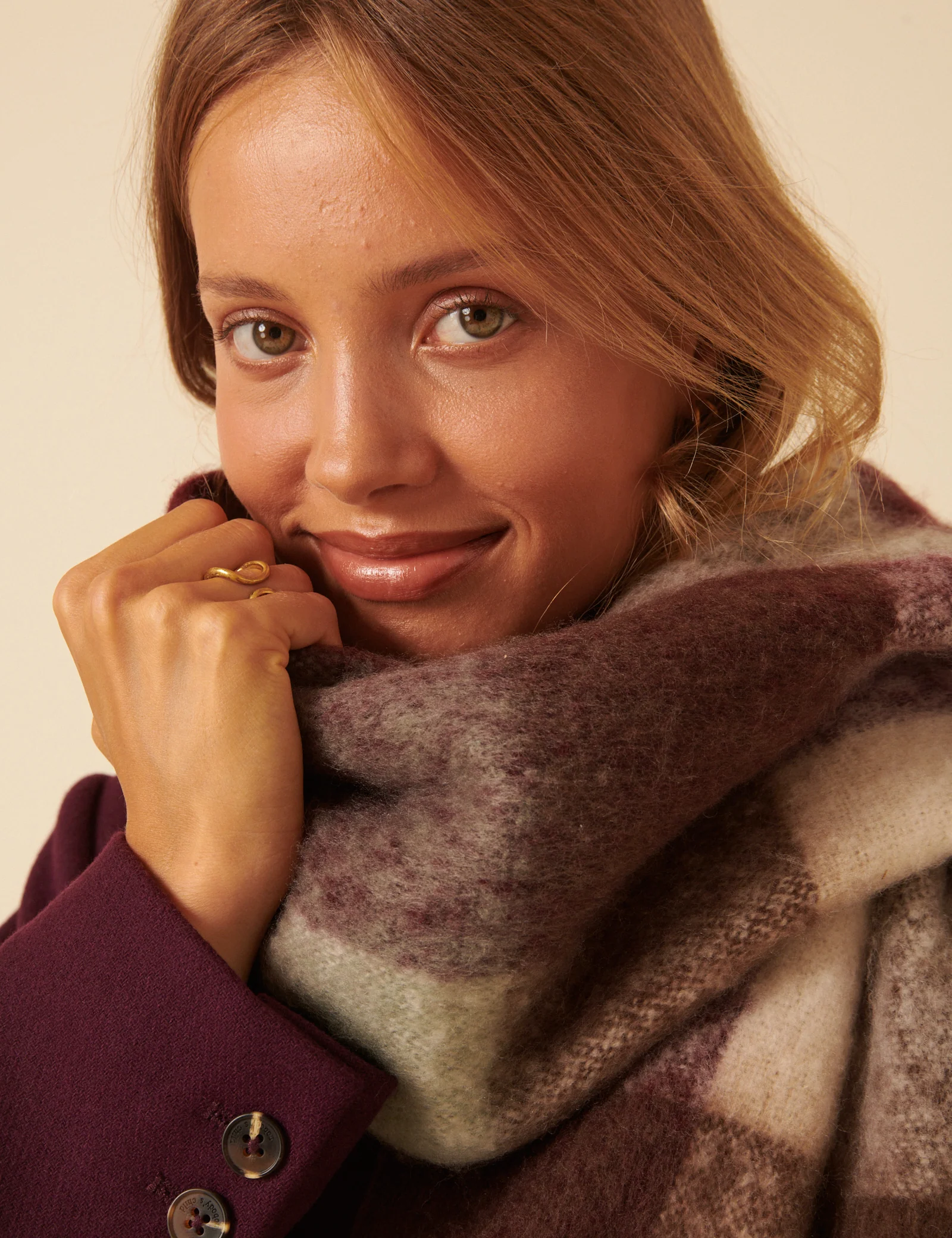 Brown & Purple Check Scarf - Image 4