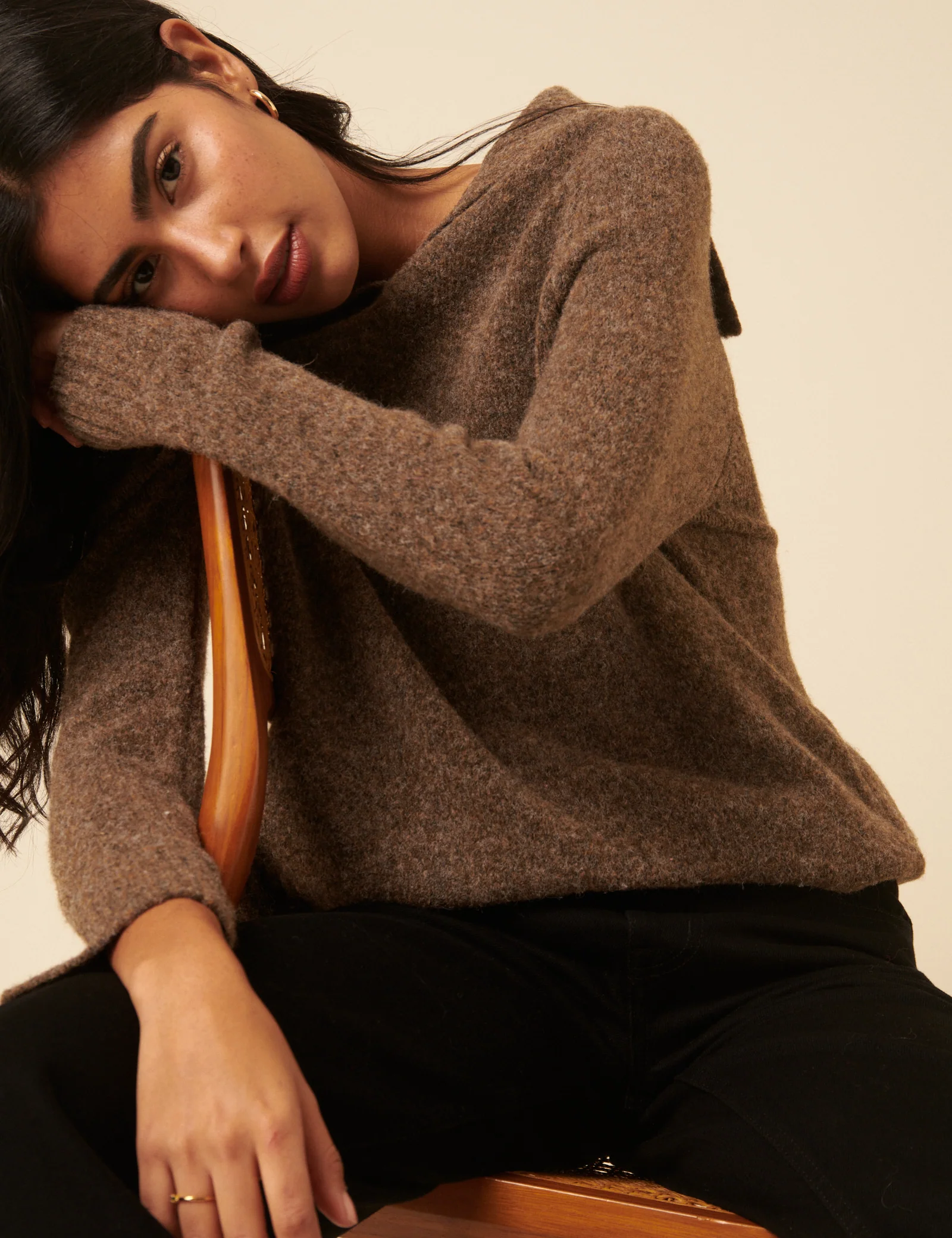 Brown Sailor Collar Relaxed Jumper - Image 2
