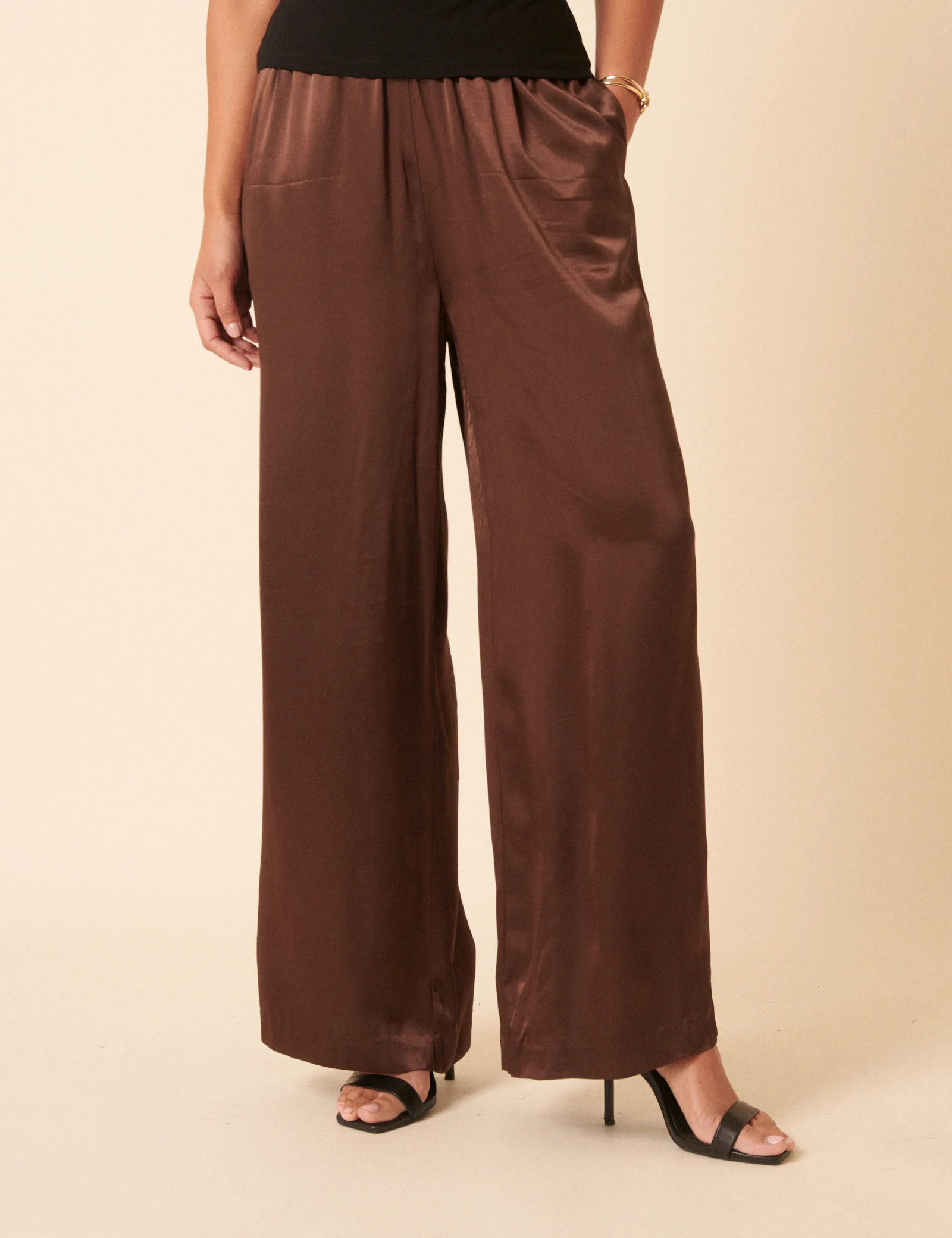 Brown Satin Wide Leg - Image 2