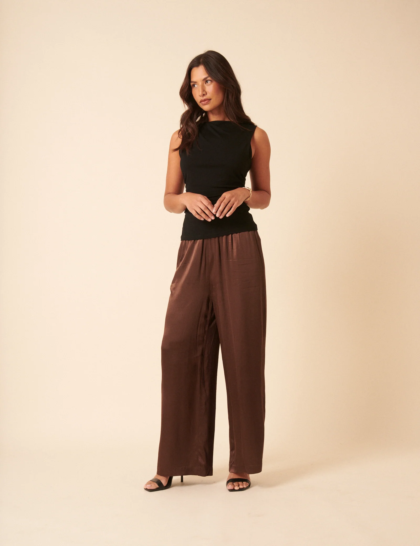 Brown Satin Wide Leg - Image 3