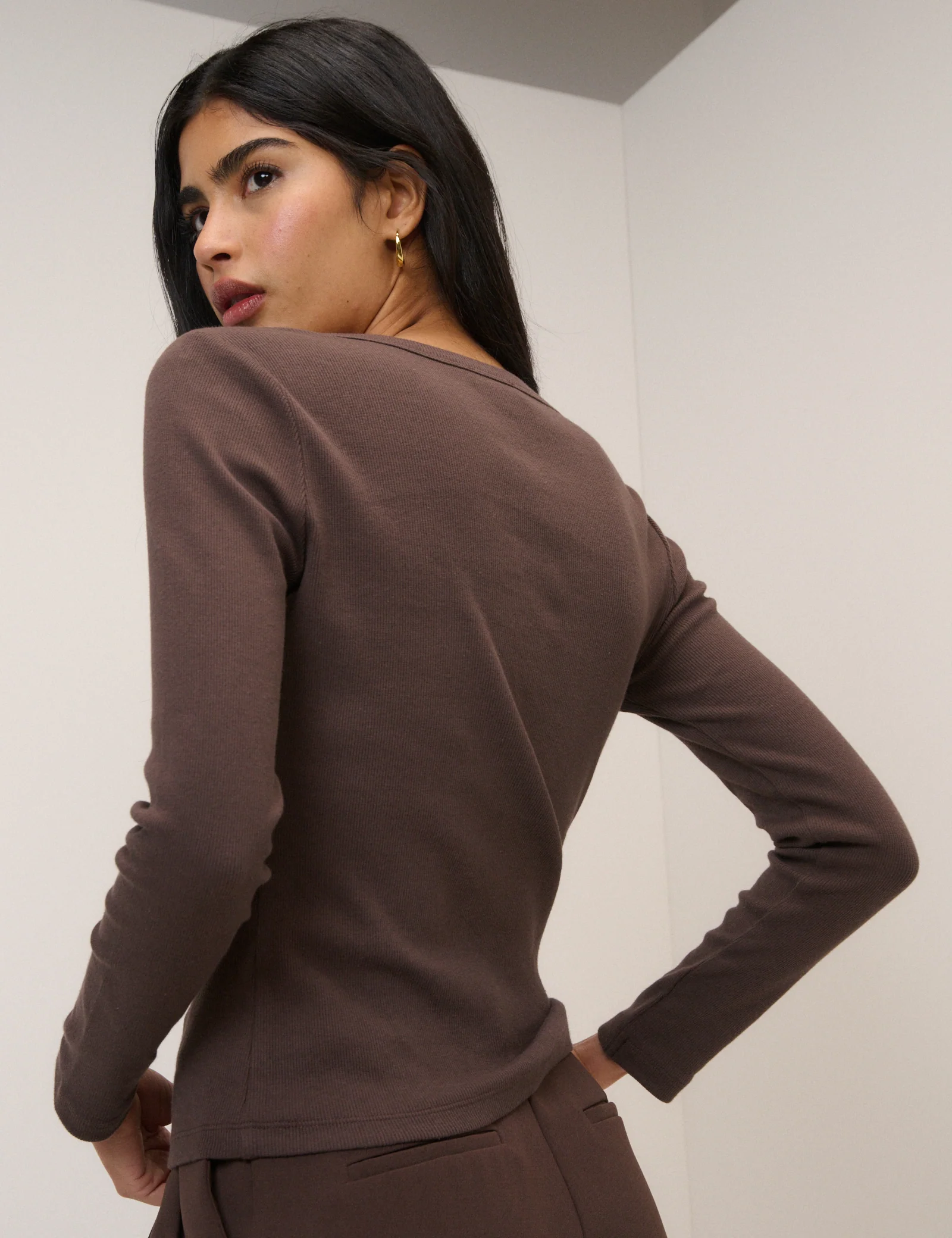 Brown Scoop Neck Top - Image 5