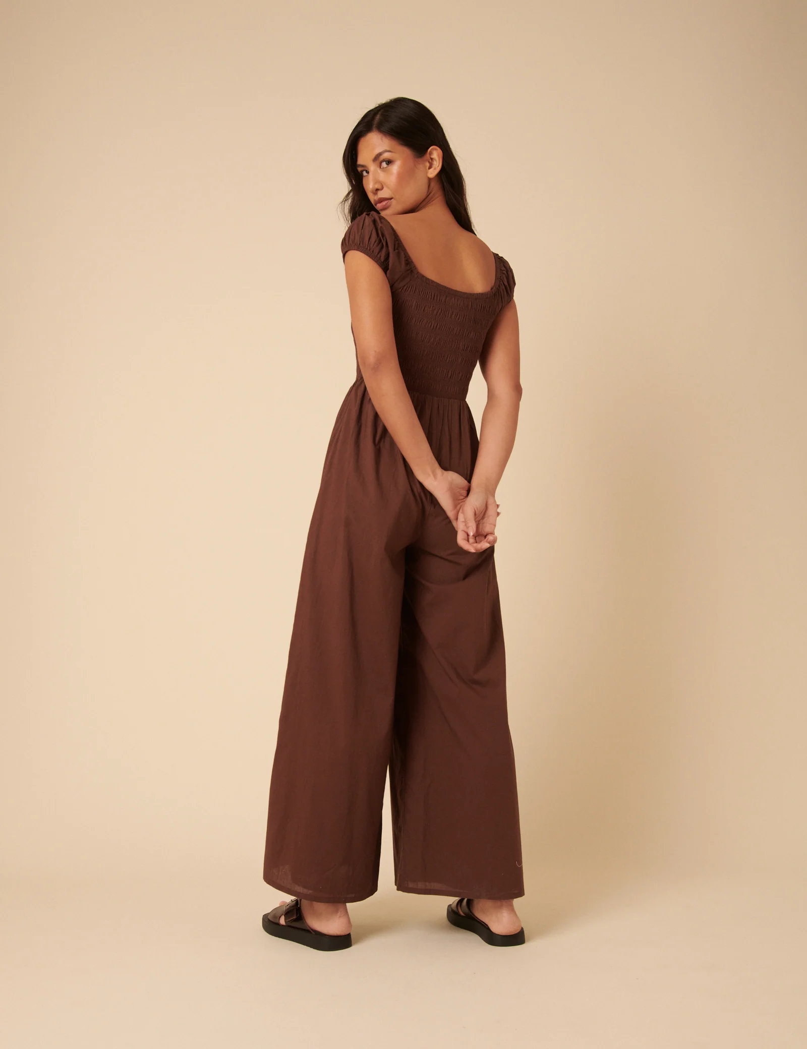 Brown Shirred Bodice Alaska Jumpsuit - Image 5