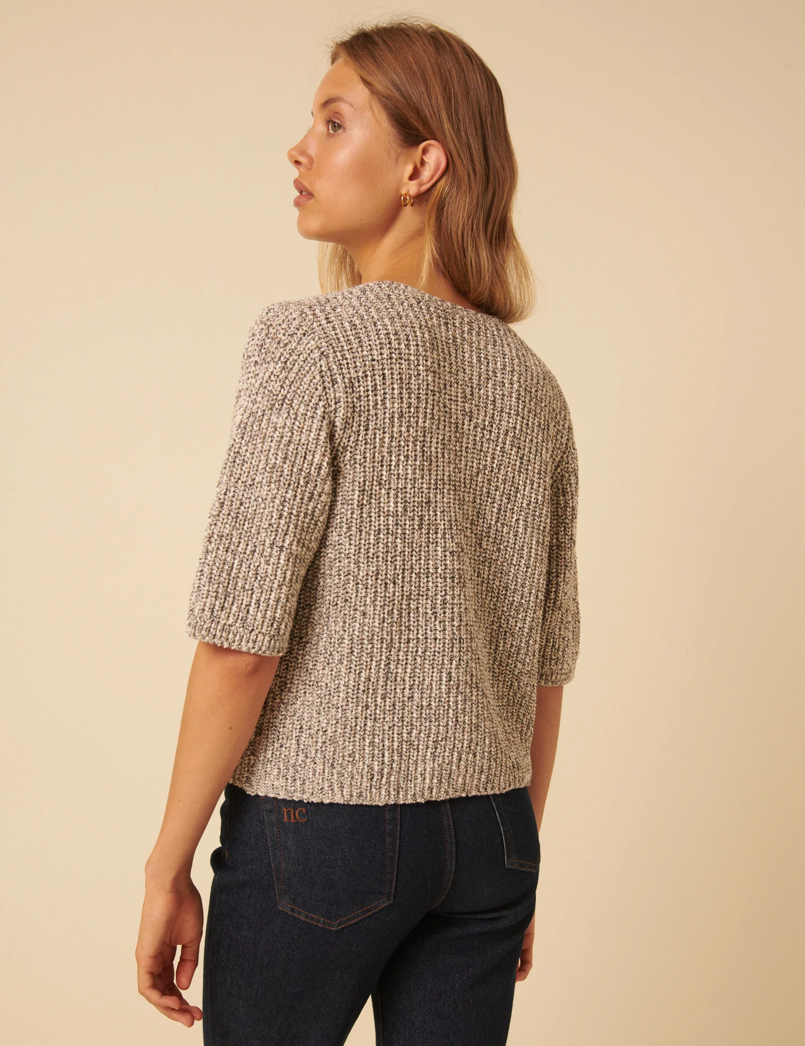 Brown Short Sleeve Knitted Cardigan - Image 5