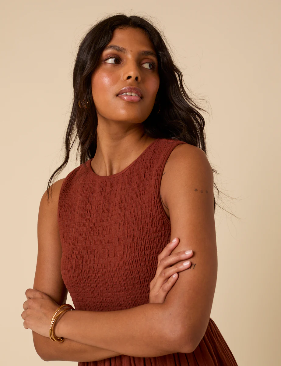 Brown Sleeveless Tiered Charlie Midi Dress - Image 3
