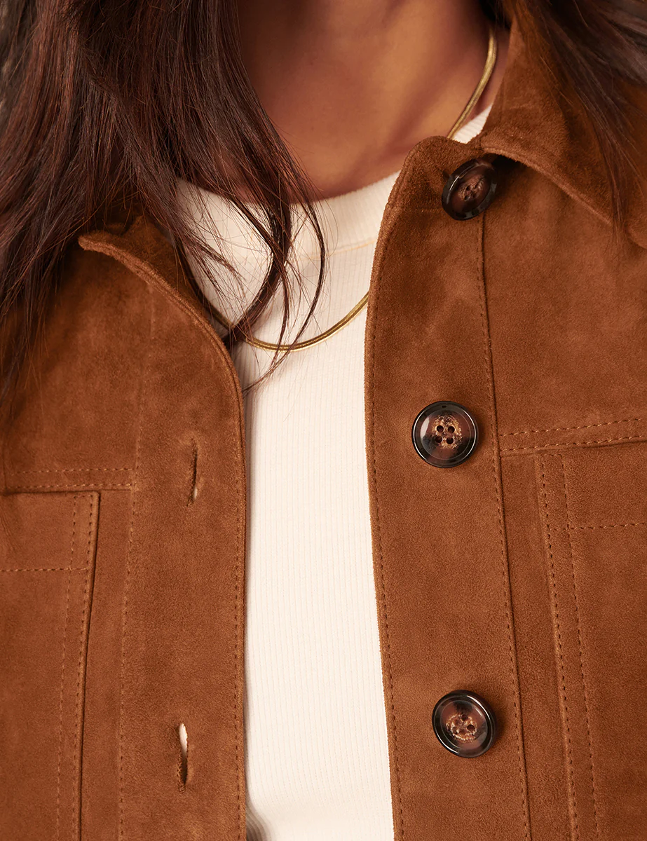 Brown Suede Cropped Jacket - Image 3