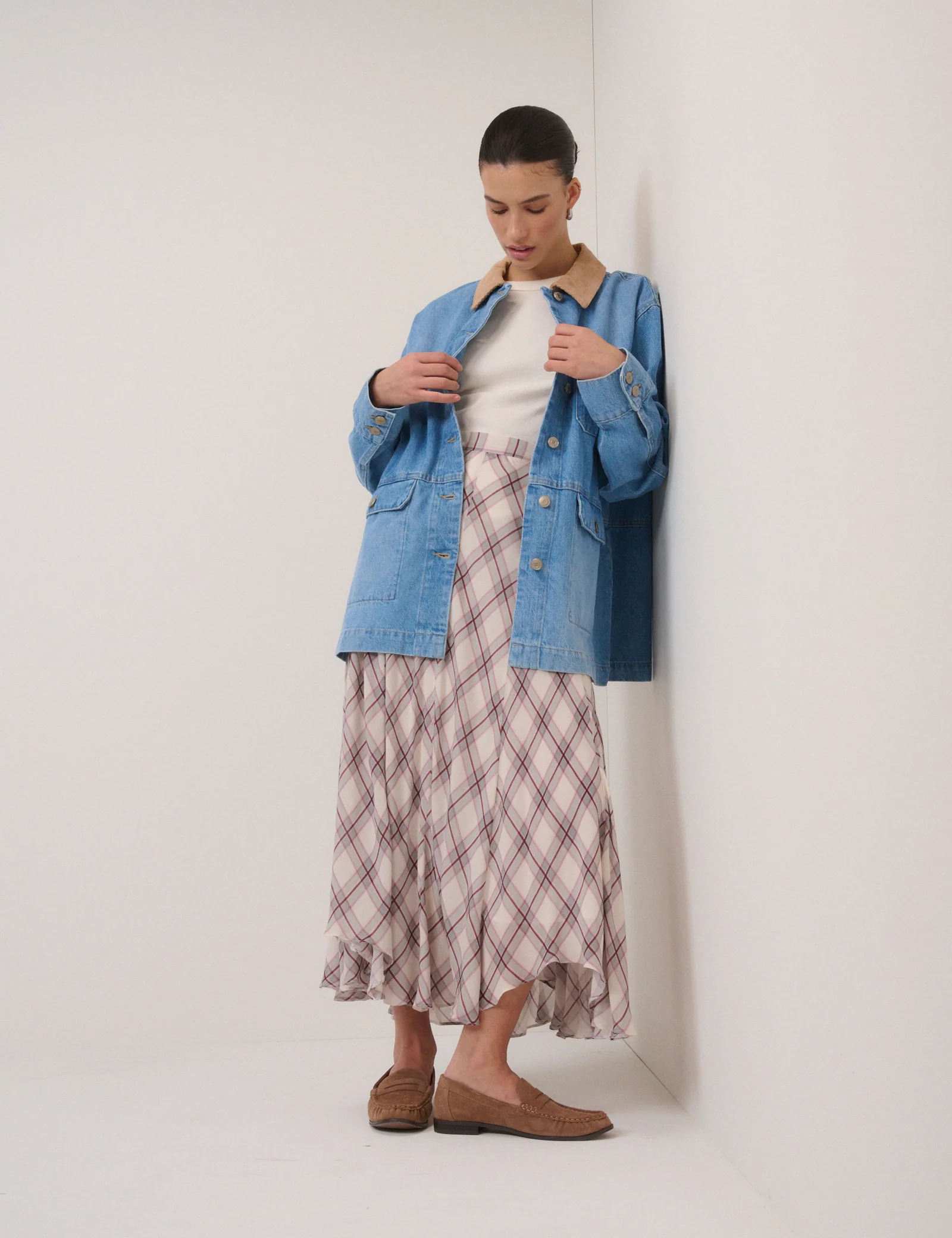 Blue Denim Cord Collar Jacket - Image 3