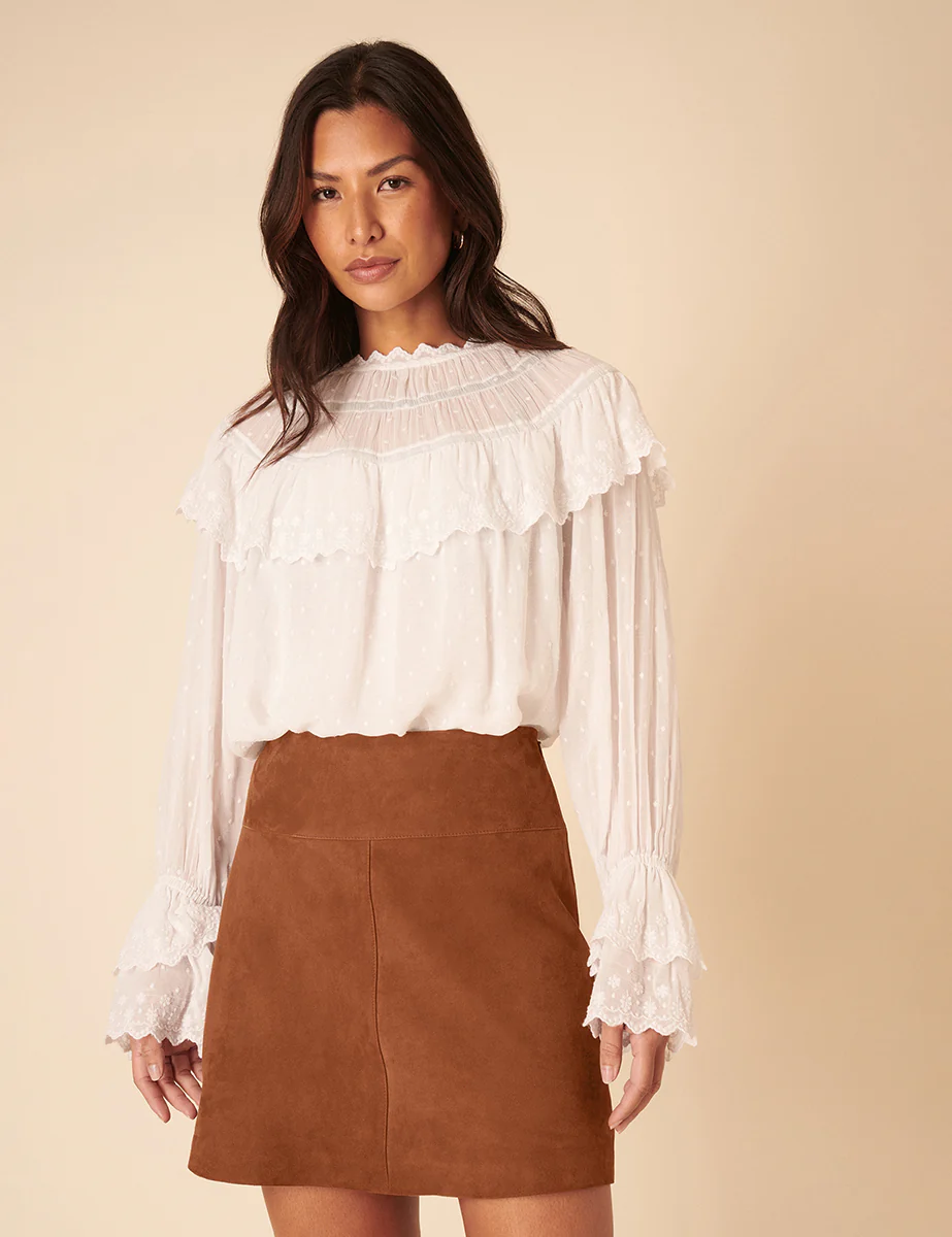 Brown Suede Mini Skirt - Image 2