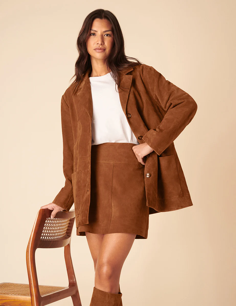 Brown Suede Mini Skirt - Image 4