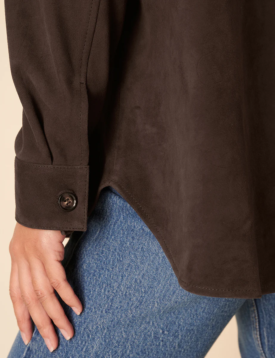 Dark Brown Suede Shirt - Image 3