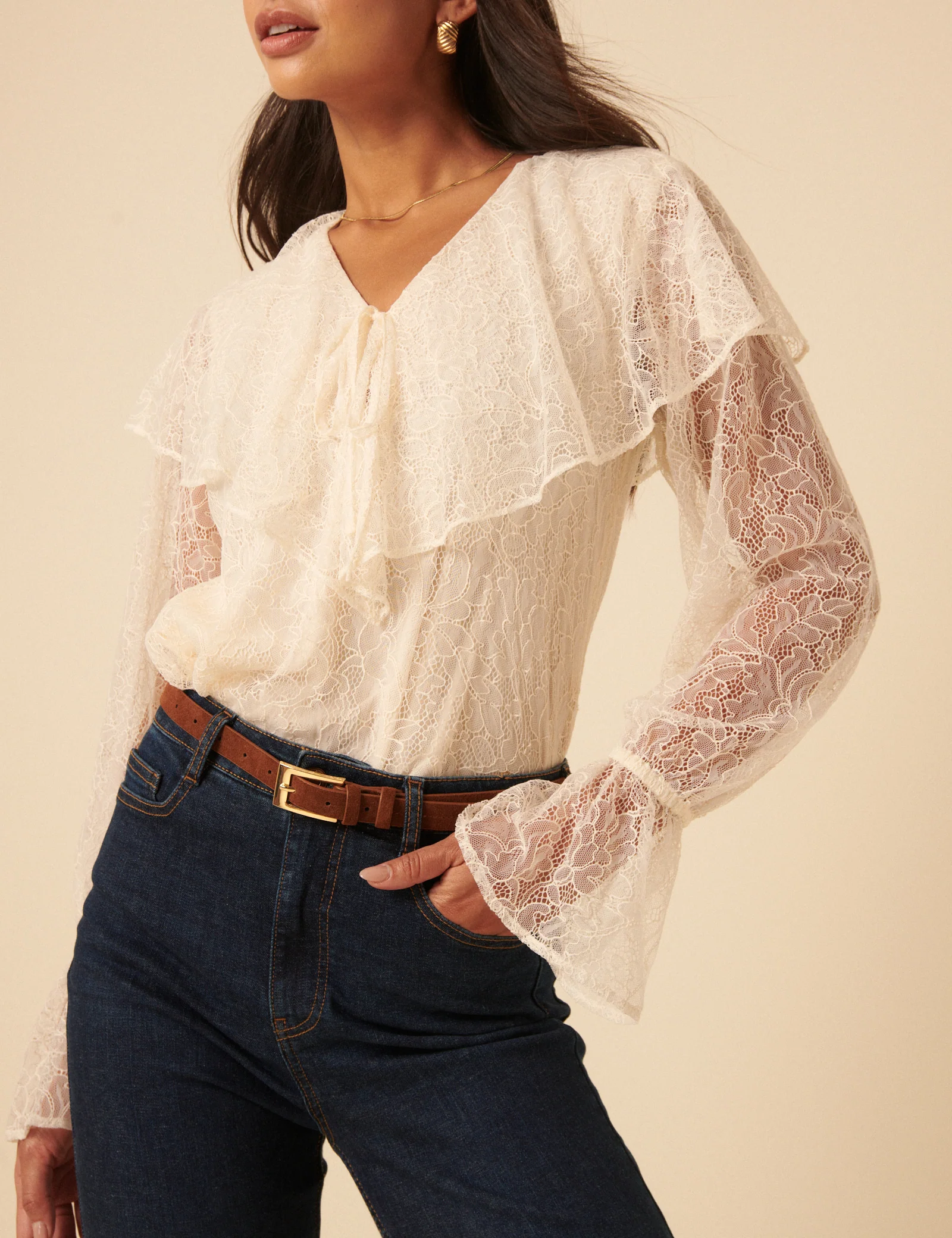 Brown Suede Skinny Belt - Image 2