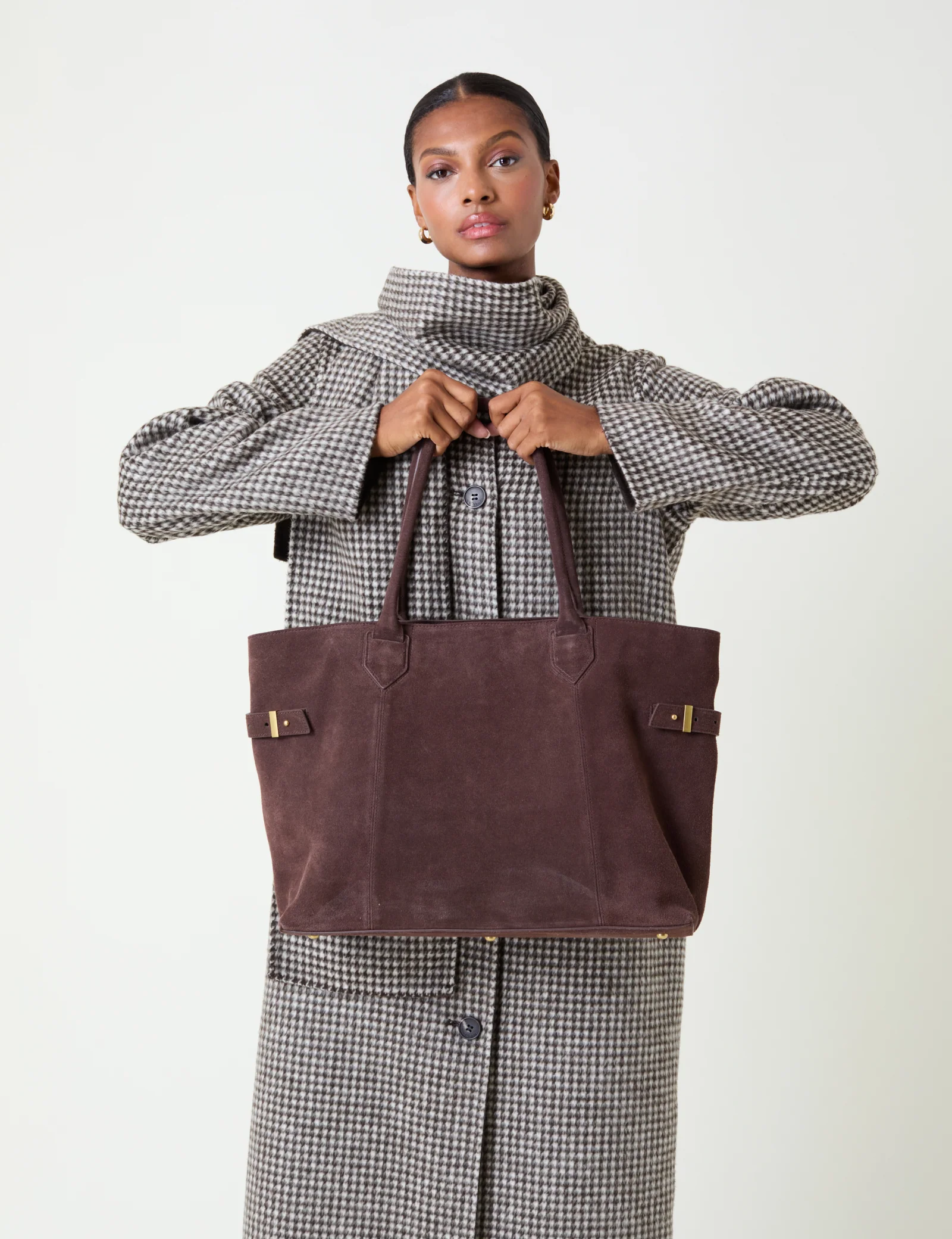 Chocolate Brown Suede Tote Bag