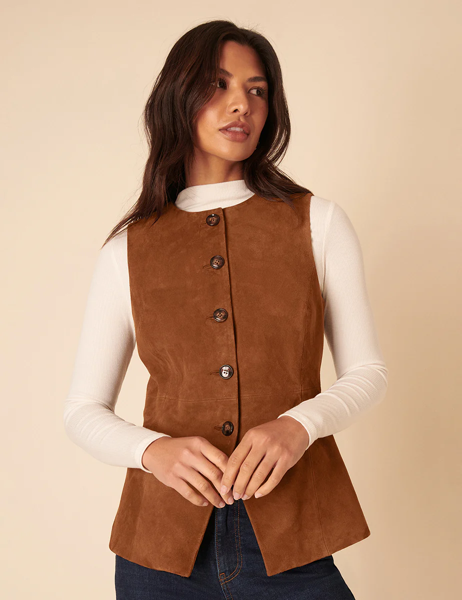 Brown Suede Waistcoat - Image 3