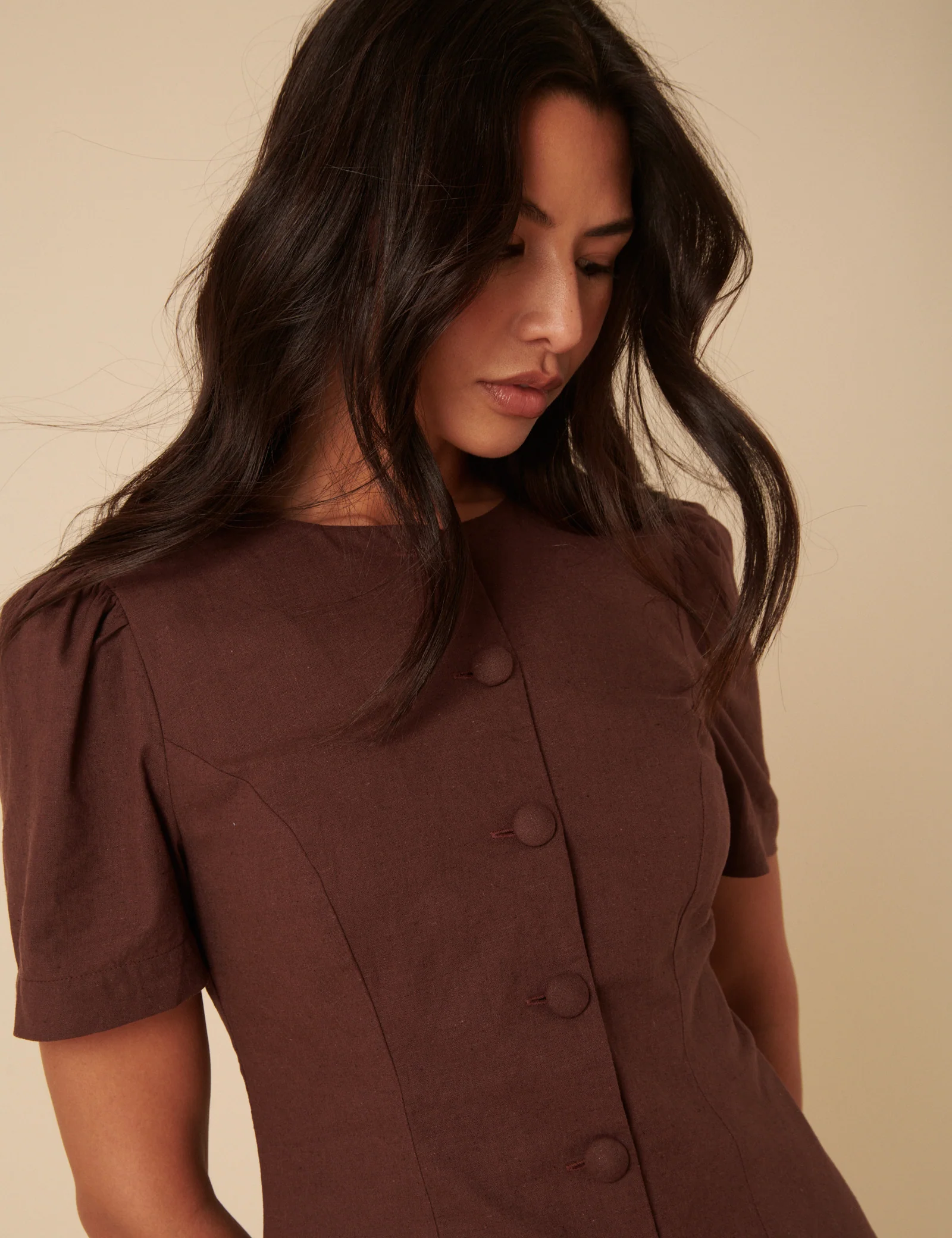 Brown Tailored Tara Mini Dress - Image 3