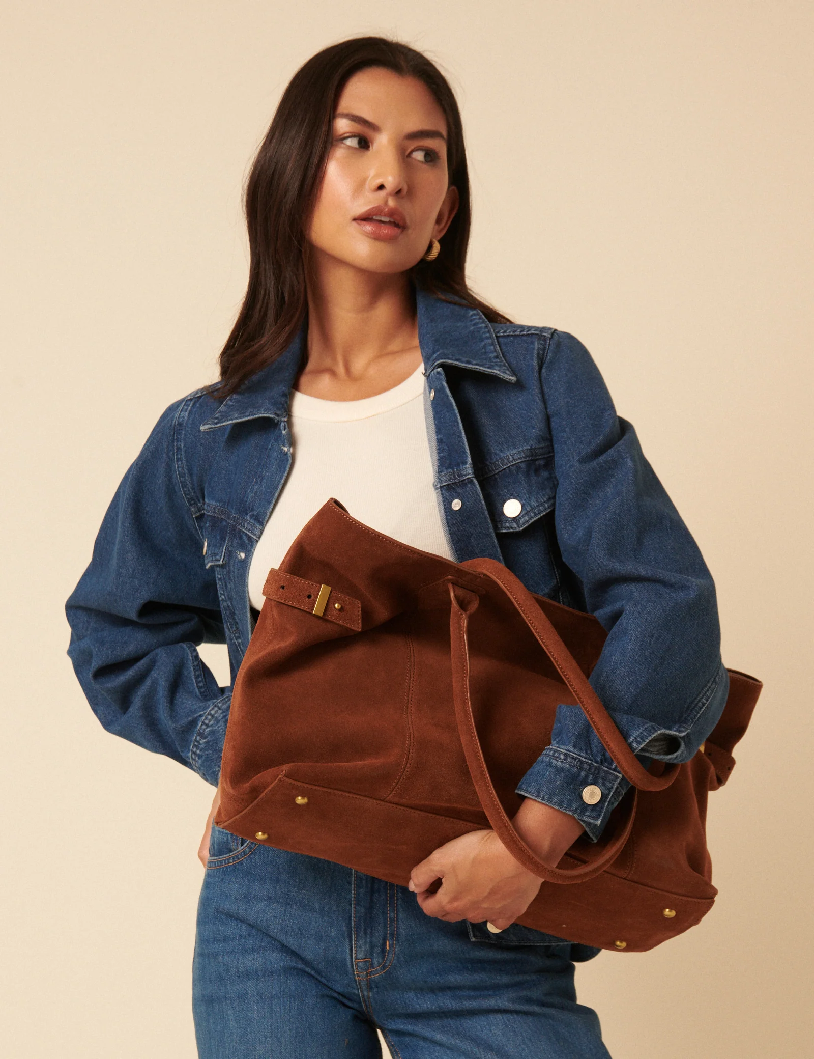 Brown Suede Tote Bag - Image 3