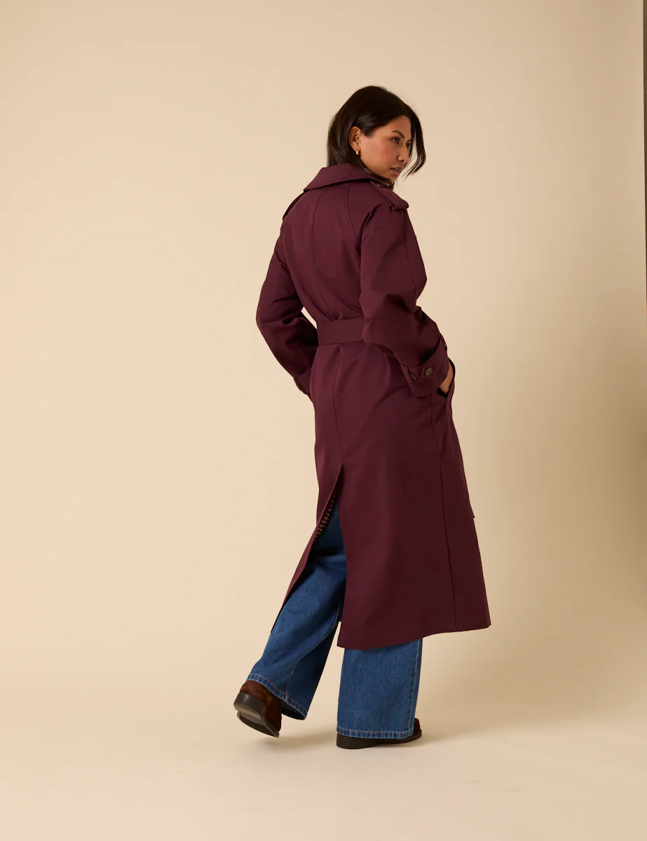 Burgundy Double Breasted Trench Coat - Image 5