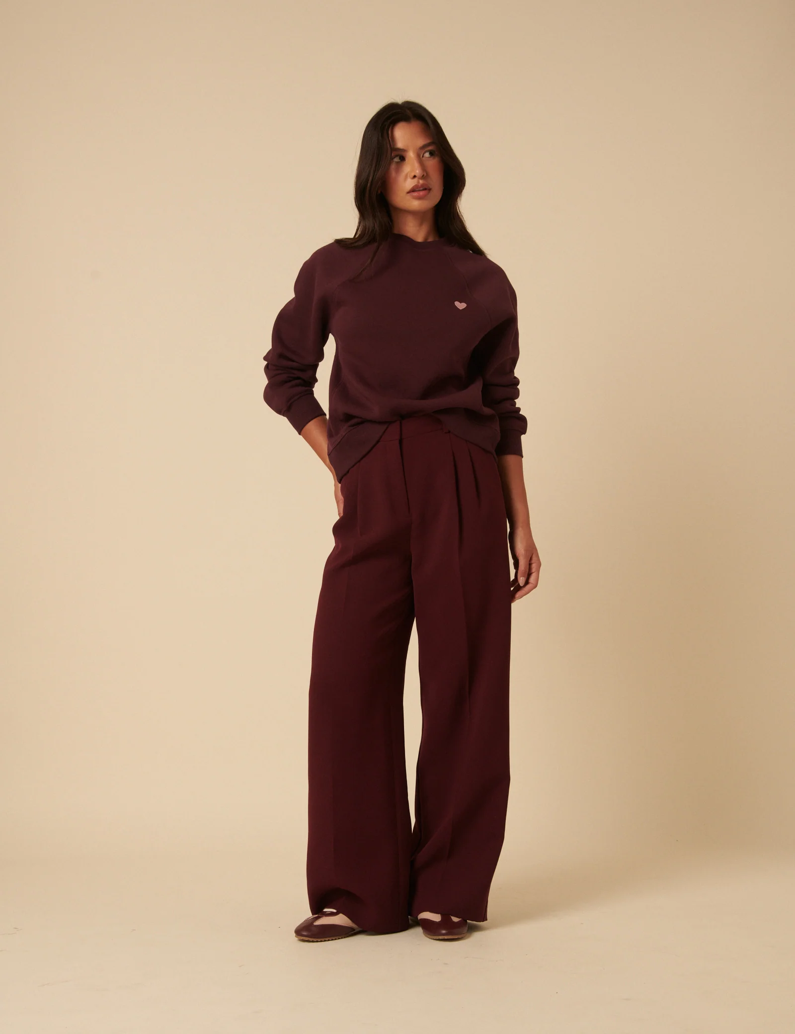 Burgundy Heart Embroidered Sweatshirt - Image 4