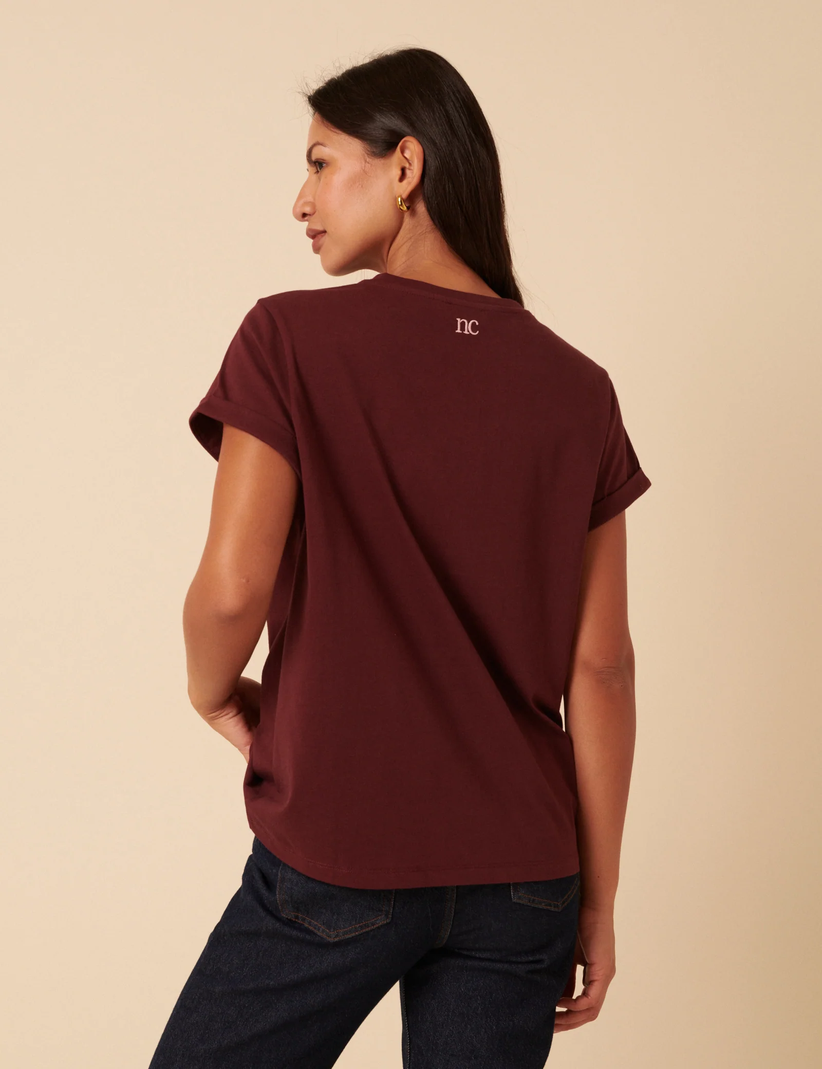 Burgundy Heart Embroidered T-Shirt - Image 5