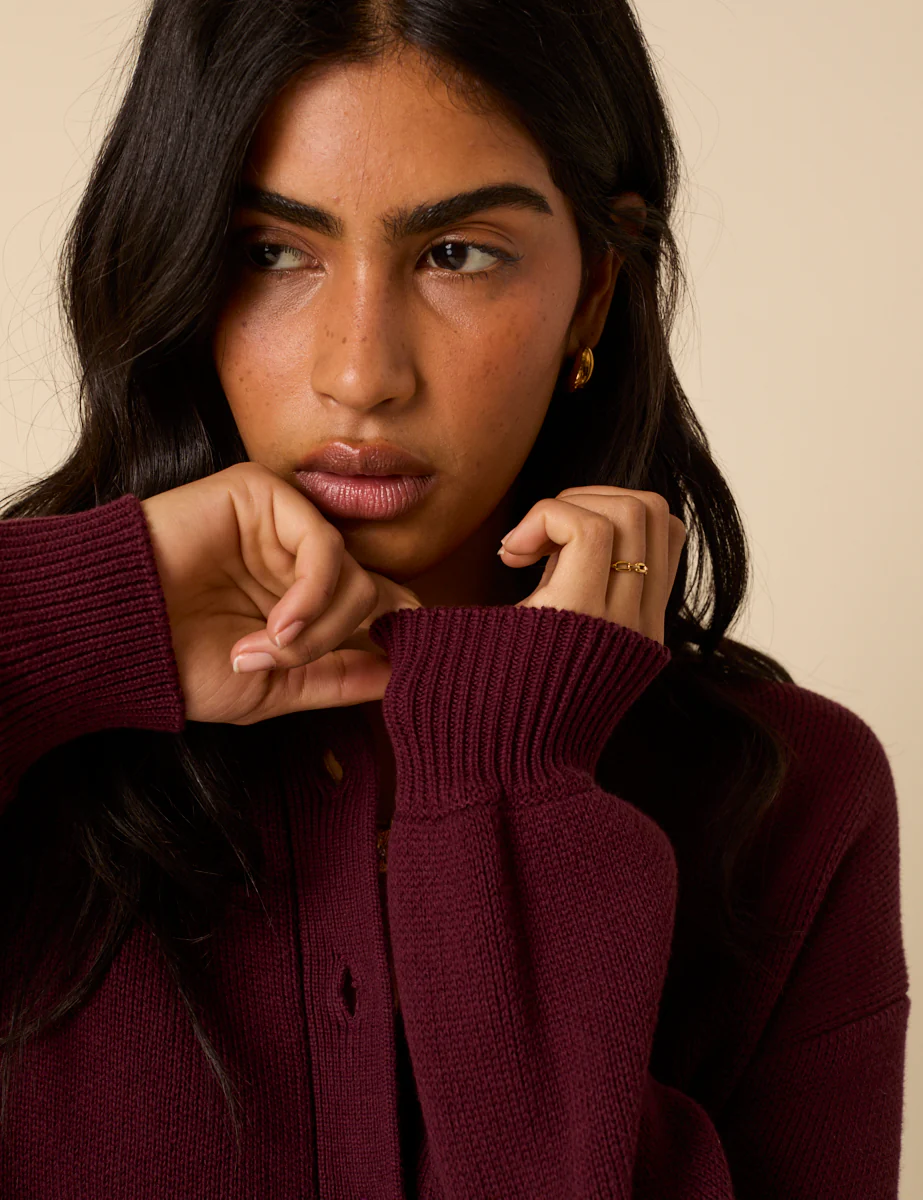 Burgundy Knitted Cardigan - Image 2
