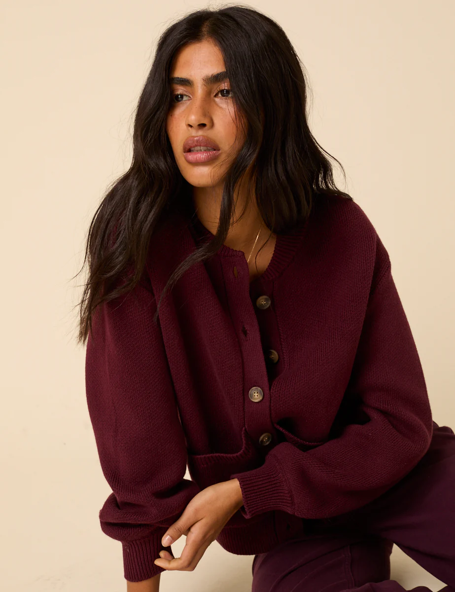 Burgundy Knitted Cardigan - Image 4
