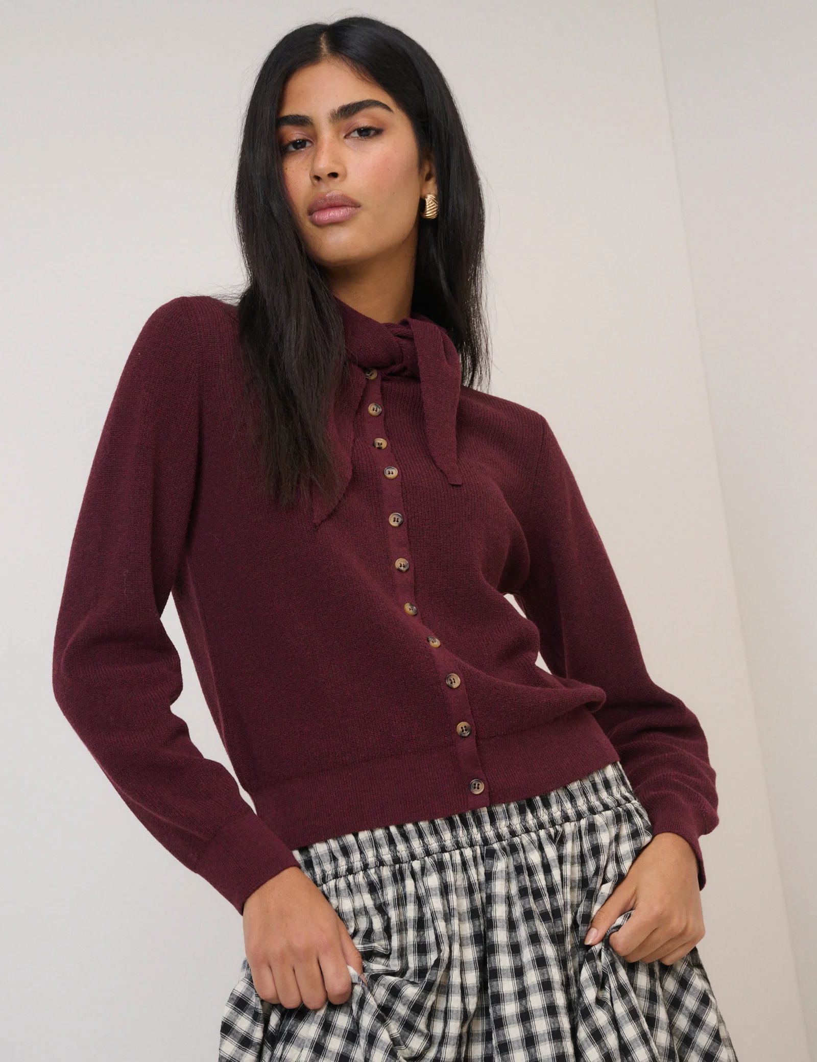 Burgundy Neckerchief Cardigan - Image 4