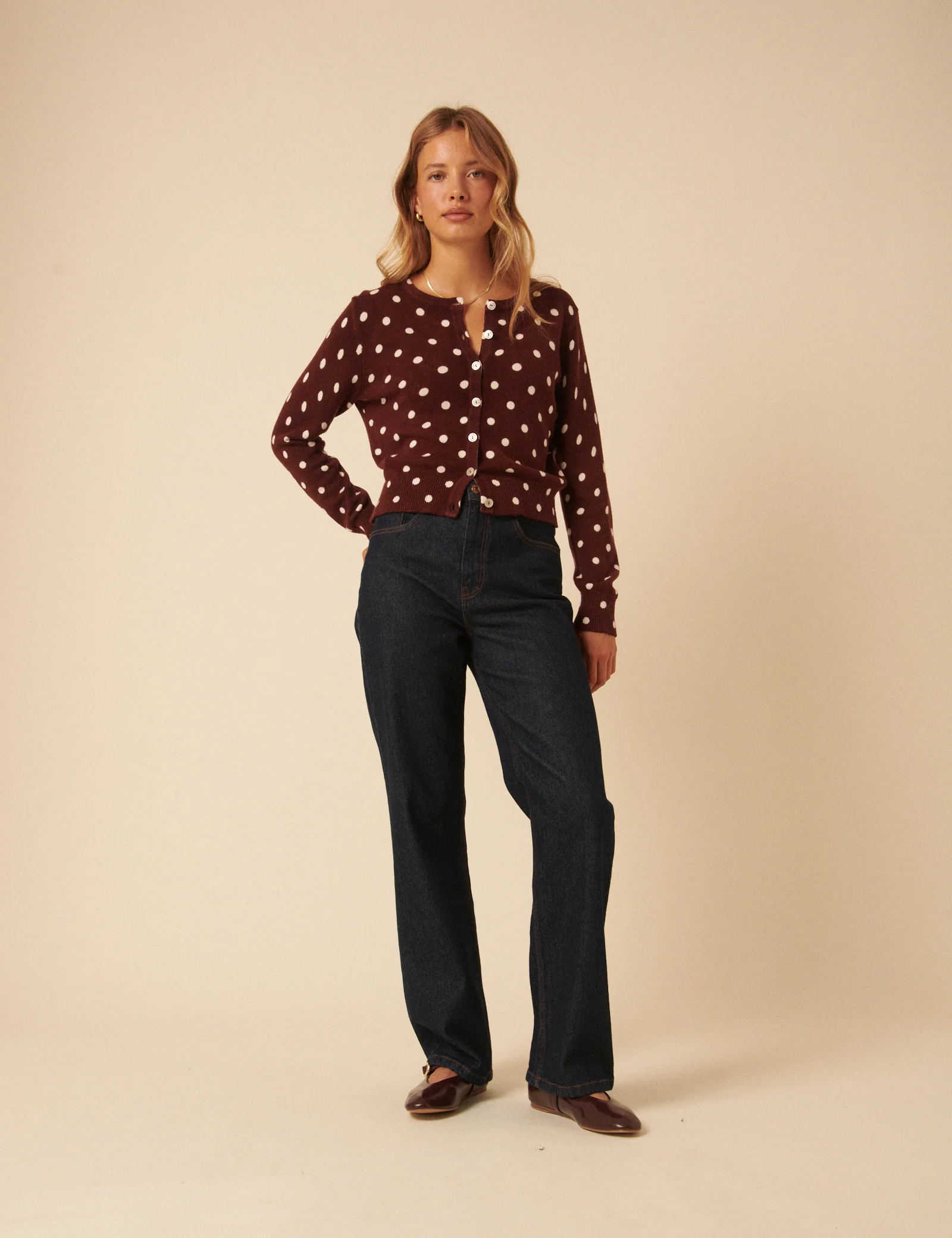 Brown Polka Dot Cardigan - Image 3