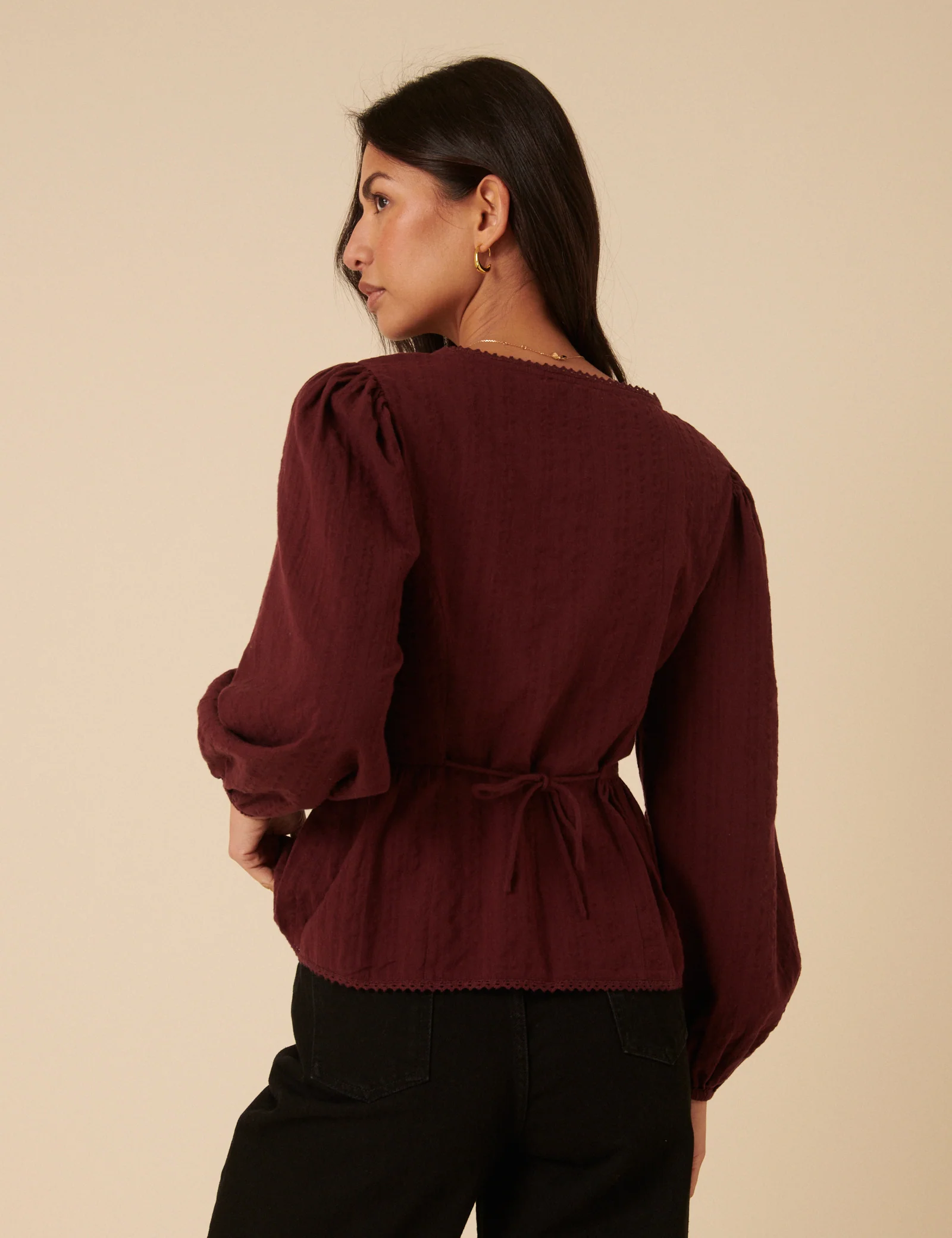 Burgundy Scoop Neck Blouse - Image 5