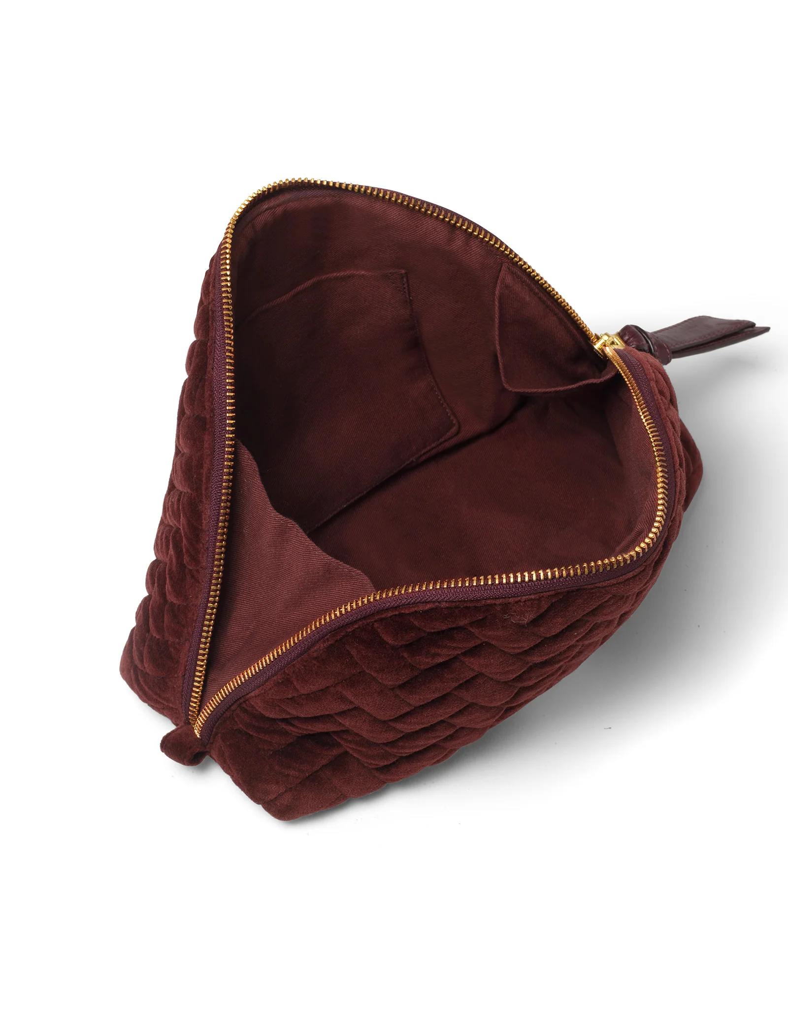 Burgundy Velvet Large Makeup Bag - Image 2