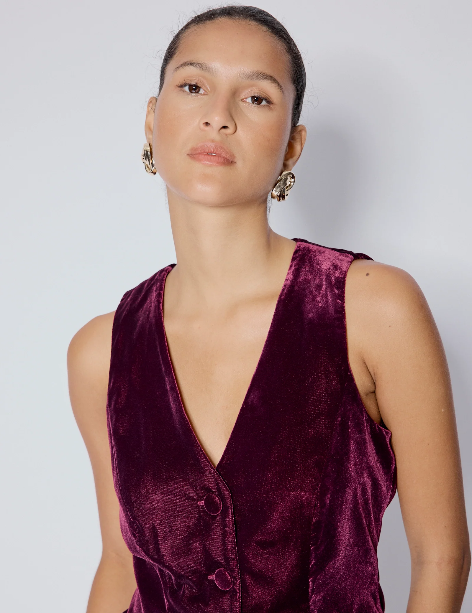 Burgundy Velvet Waistcoat - Image 2