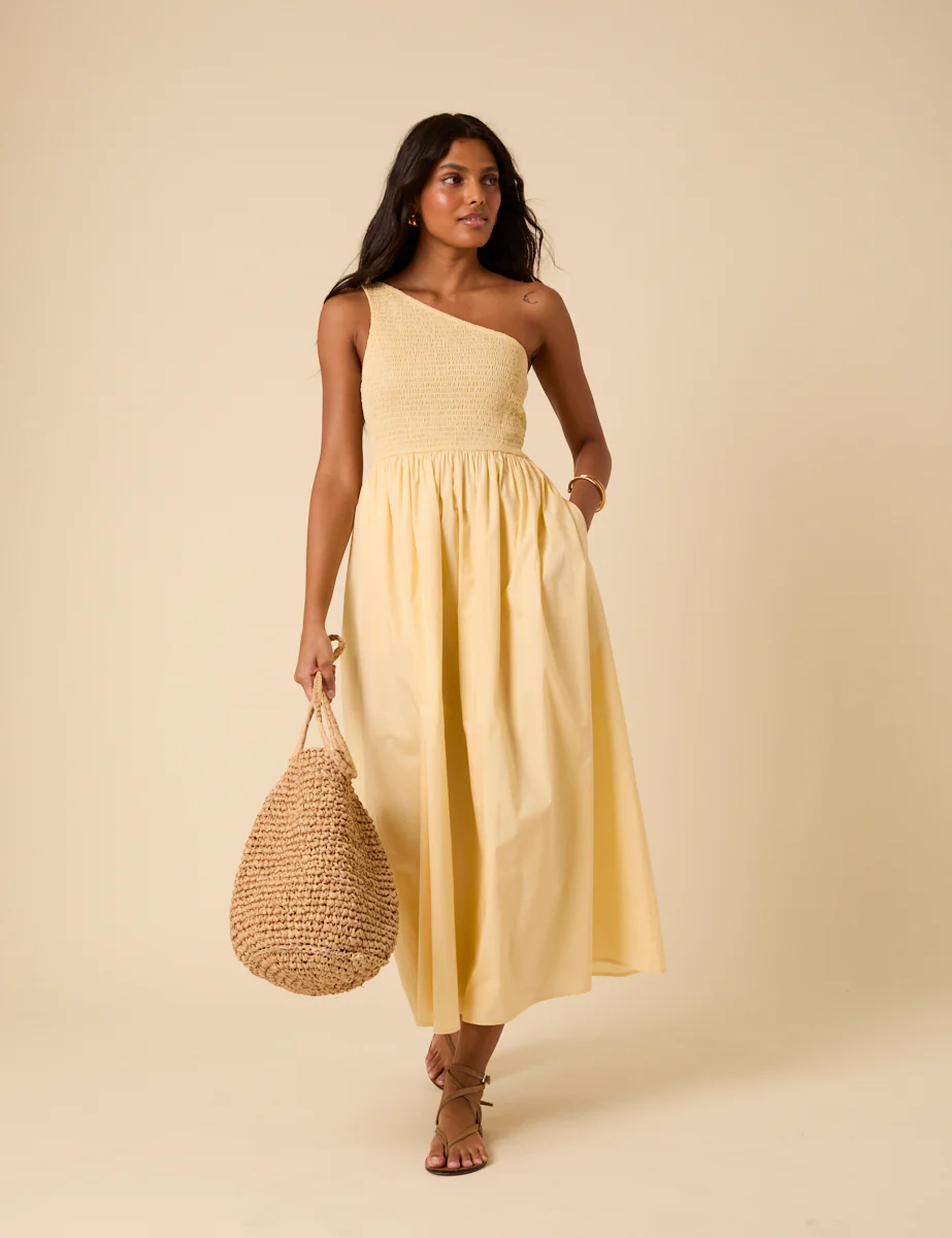 Butter Yellow Asymmetrical Georgia Midaxi Dress - Image 3